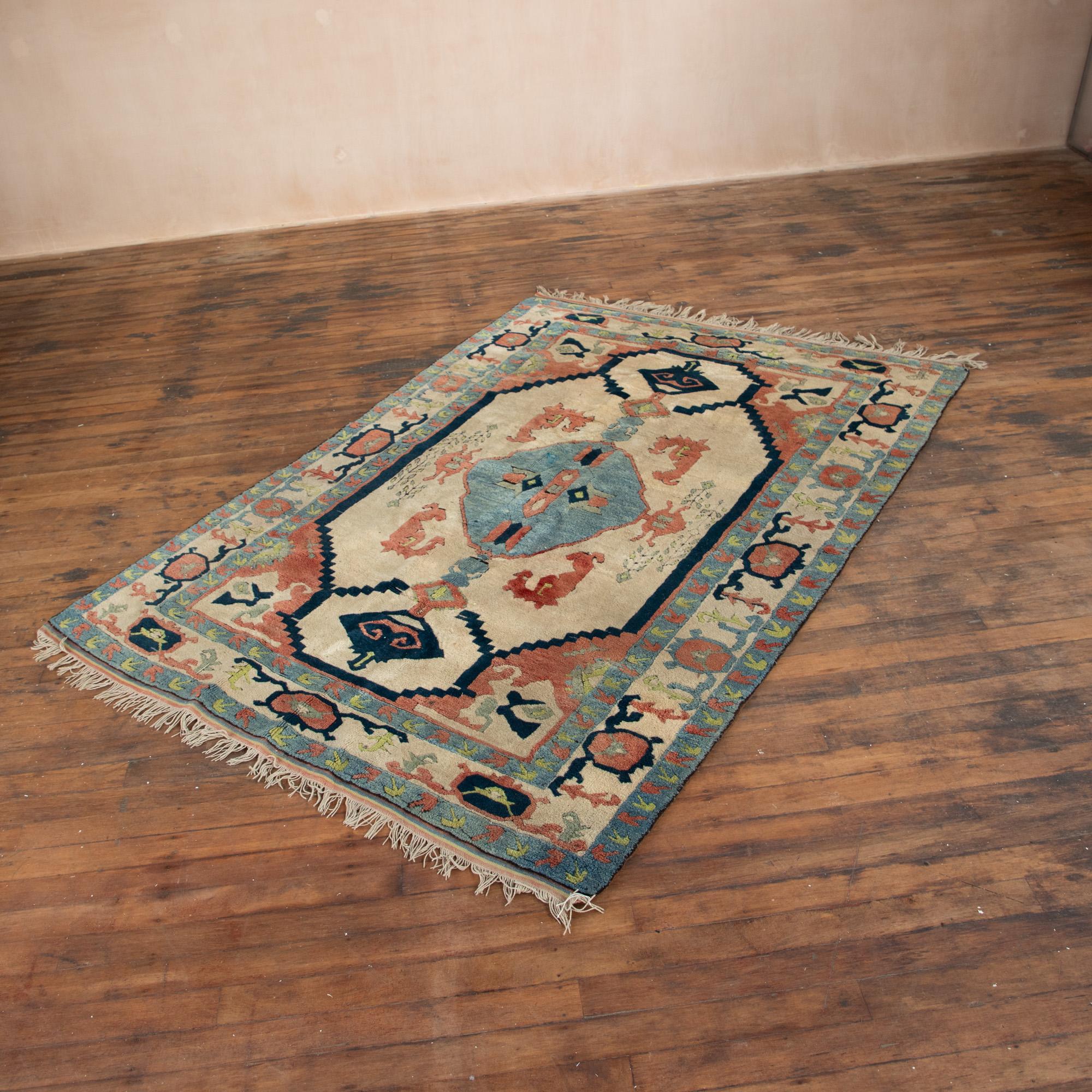 Traditional Oushak rug, hand knotted wool rug For Sale 8