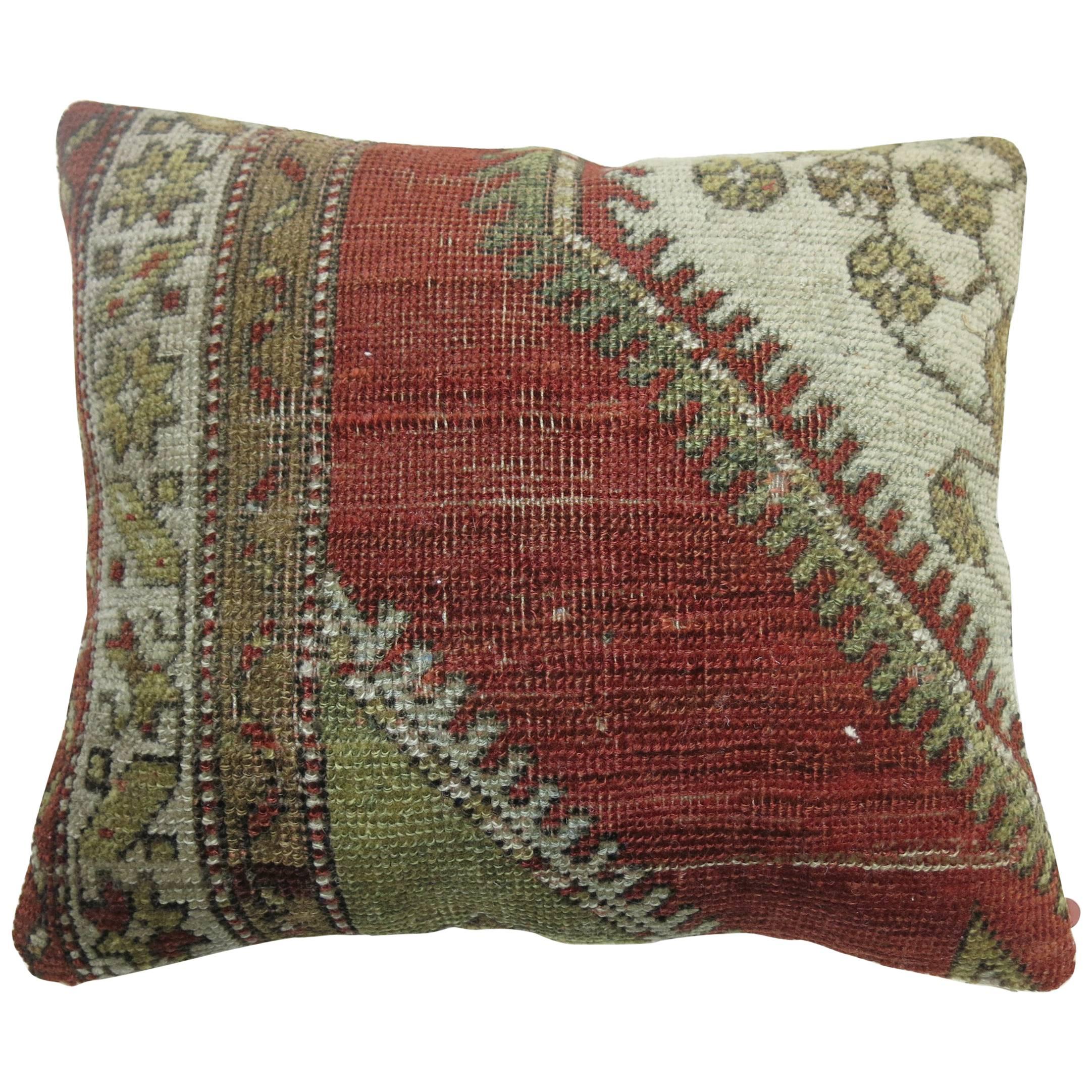 Traditional Oushak Rug Pillow For Sale