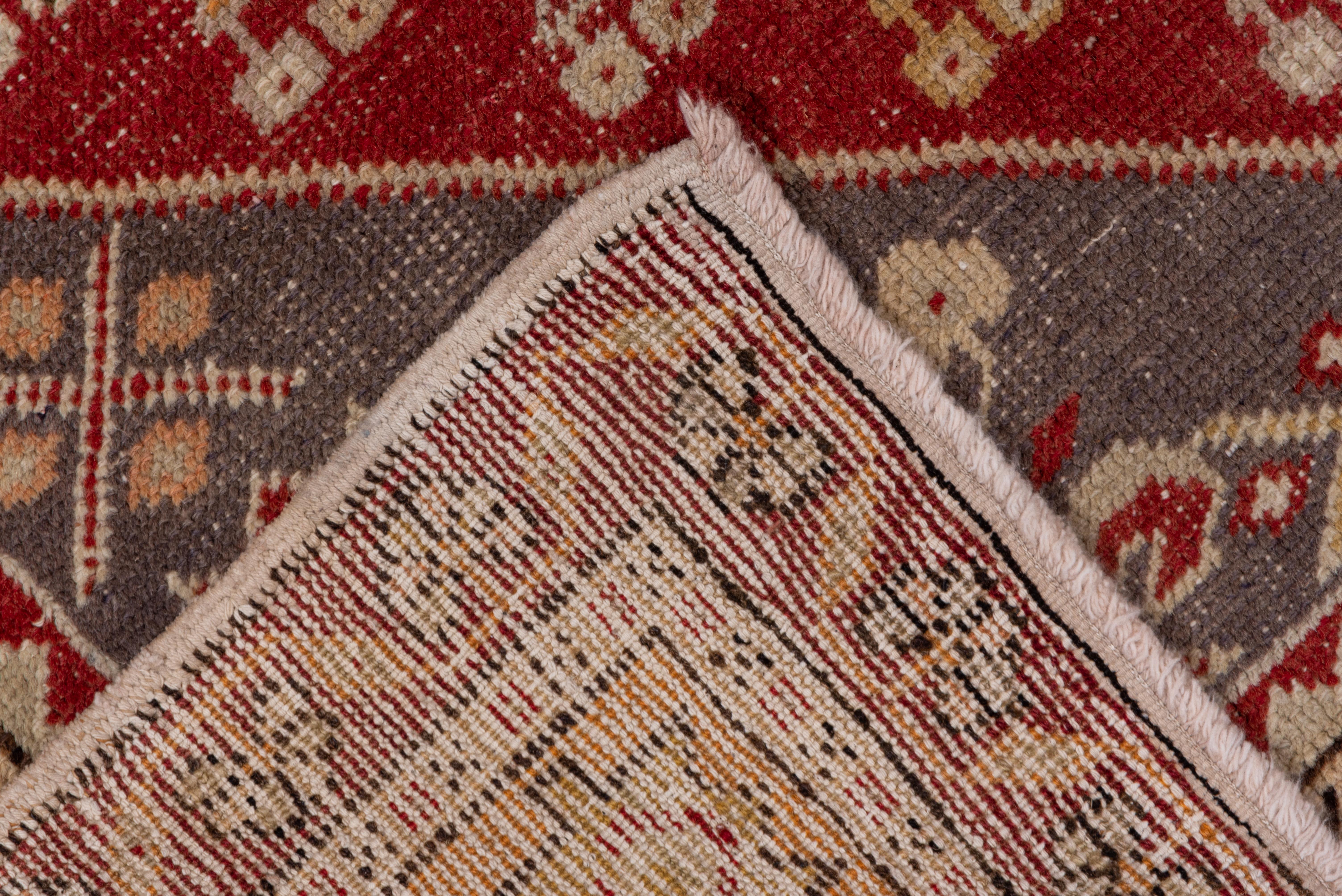 Early 20th Century Traditional Oushak Rug, Red Gray and Yellow