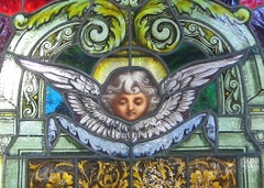 Traditional Painted Laminated Cherub Stained Glass Windows