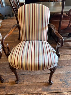 Traditional Pair of Mahogany & Upholstered Arm Chairs