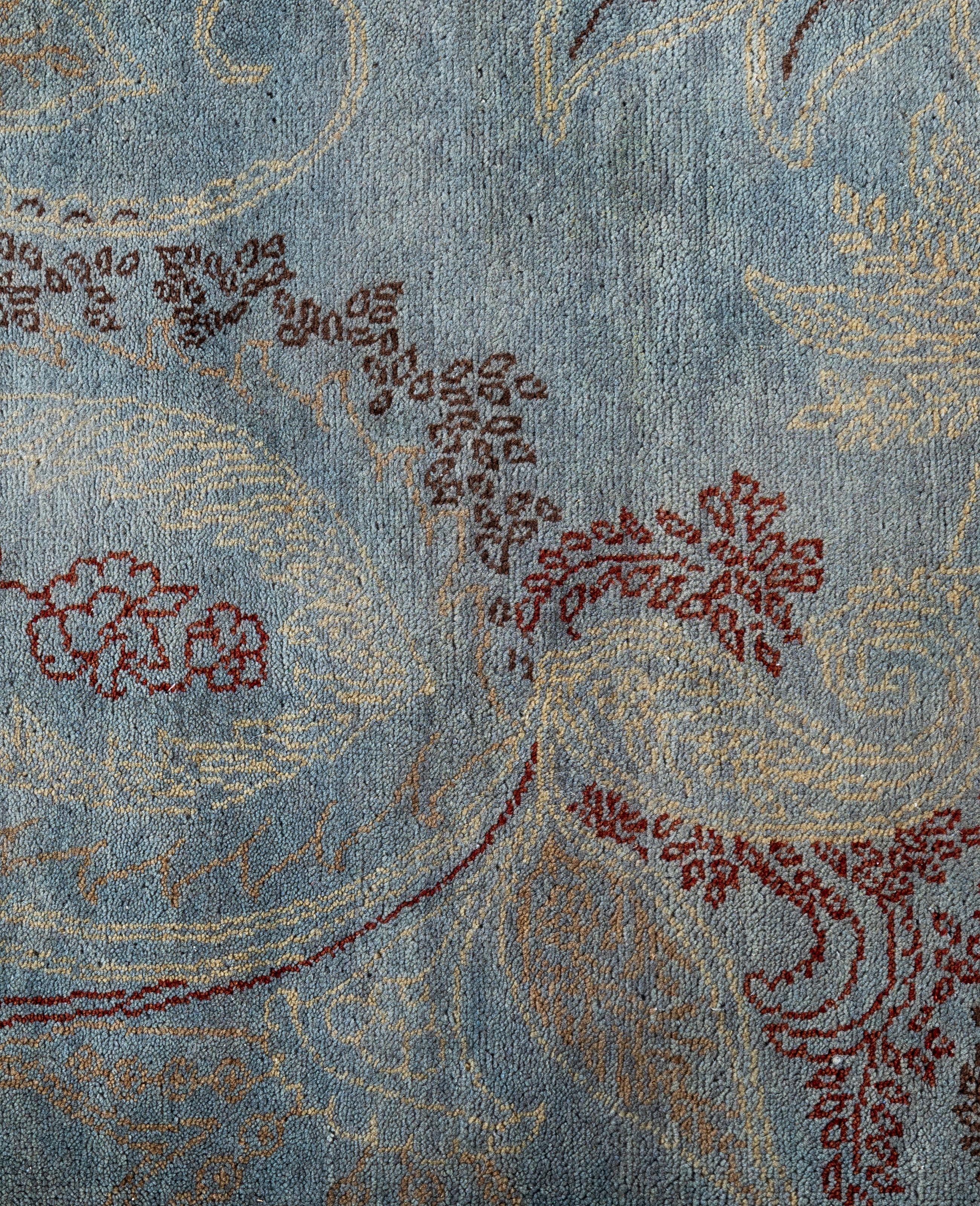Alfombra Paisley Tradicional de Lana Anudada a Mano Gris 8' 0