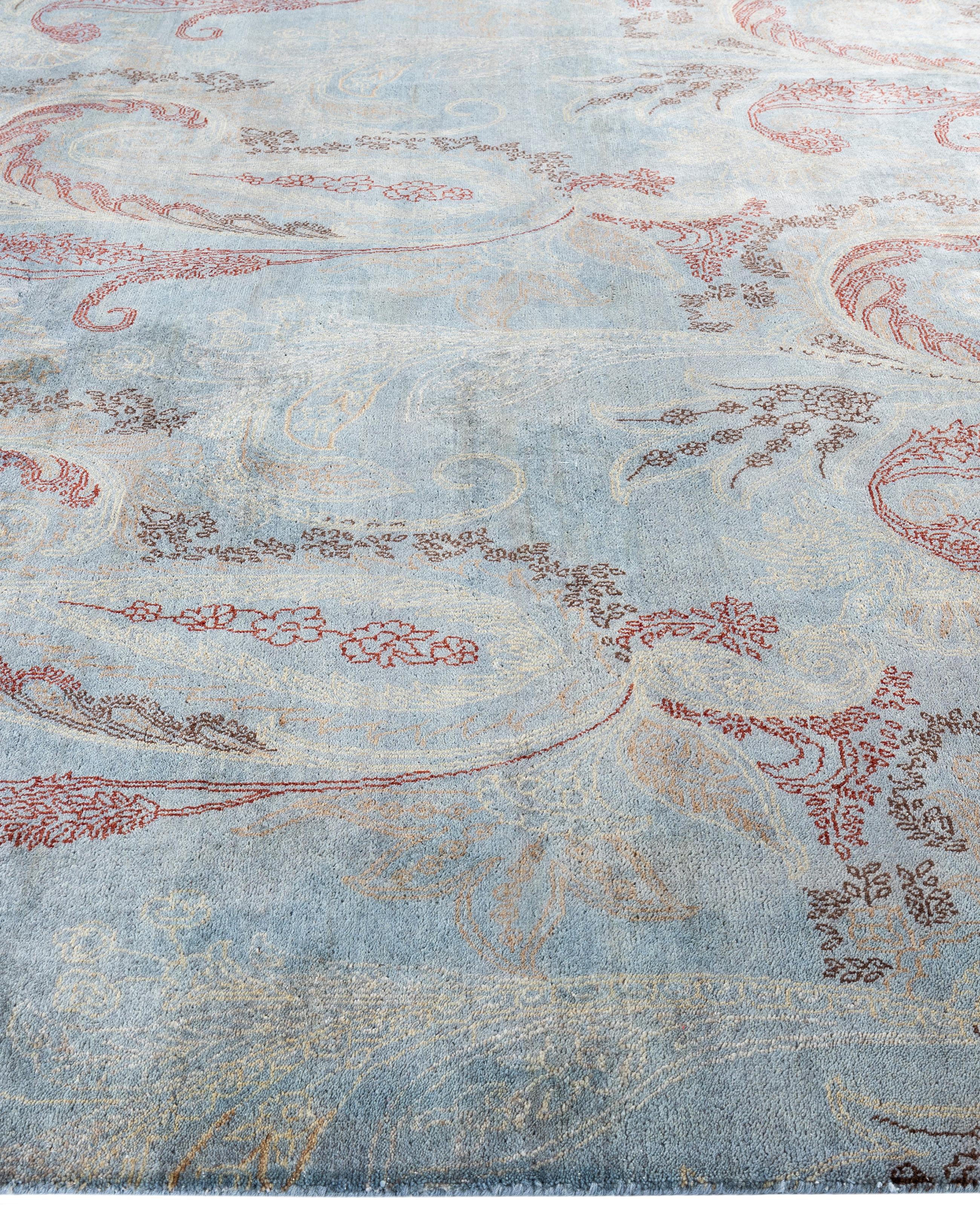 Alfombra Paisley Tradicional de Lana Anudada a Mano Gris 8' 0