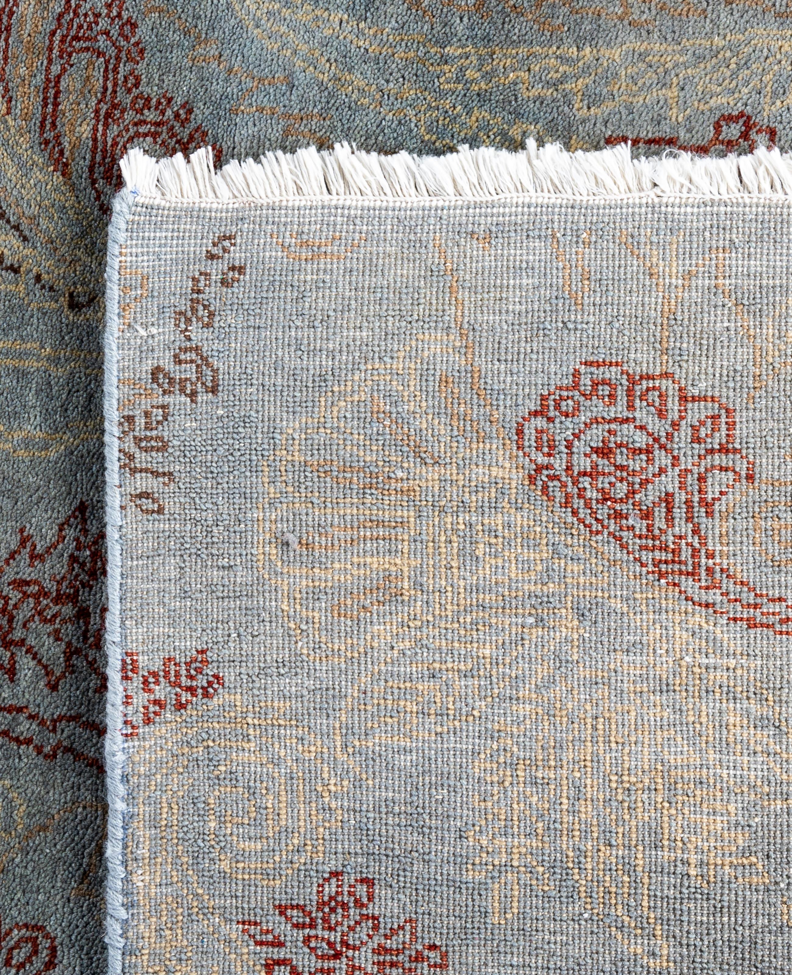 Alfombra Paisley Tradicional de Lana Anudada a Mano Gris 8' 0