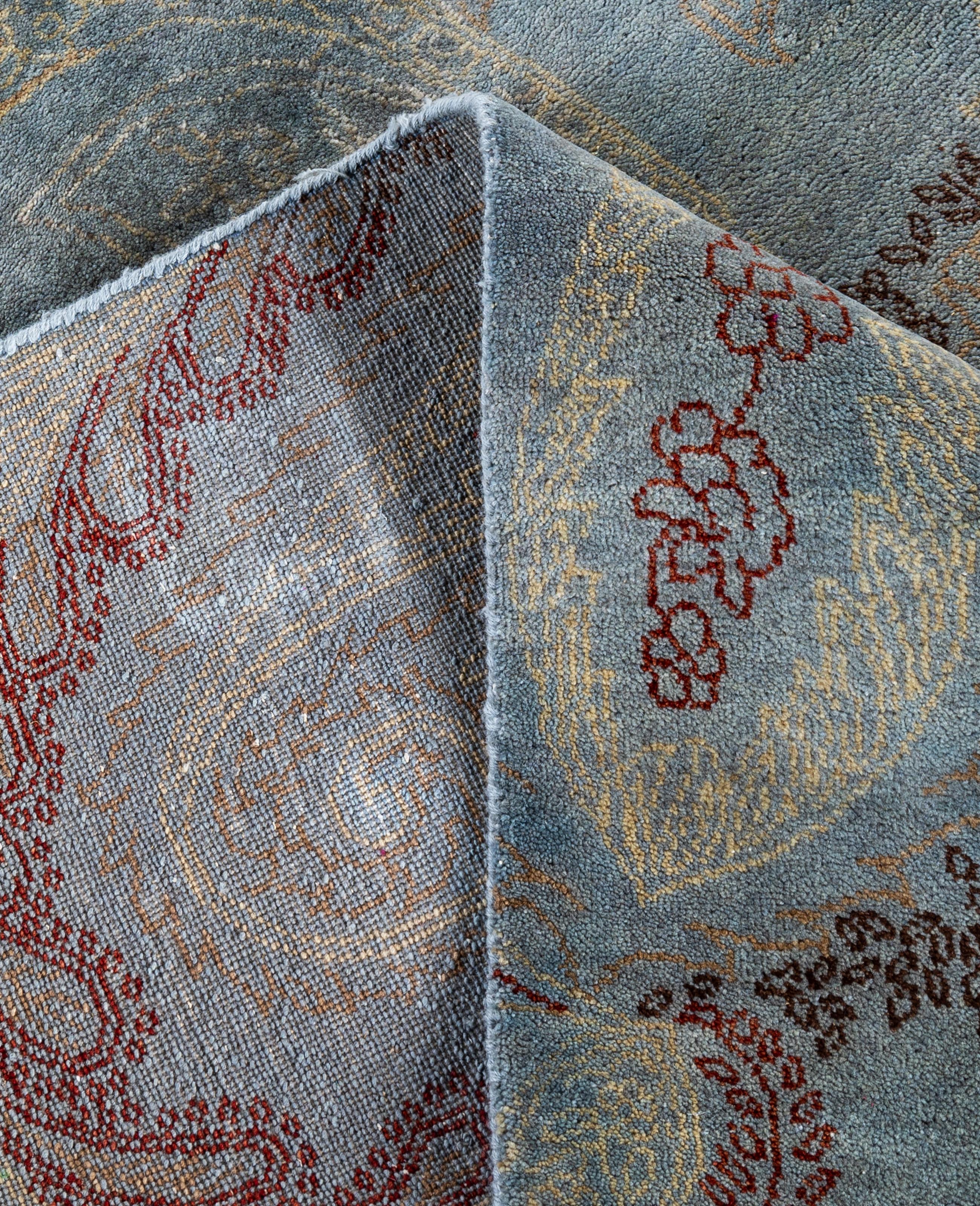 Alfombra Paisley Tradicional de Lana Anudada a Mano Gris 8' 0