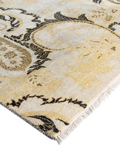 Traditional Paisley Wool, Silk Hand Knotted Beige Area Rug 8' 1" x 9' 10"