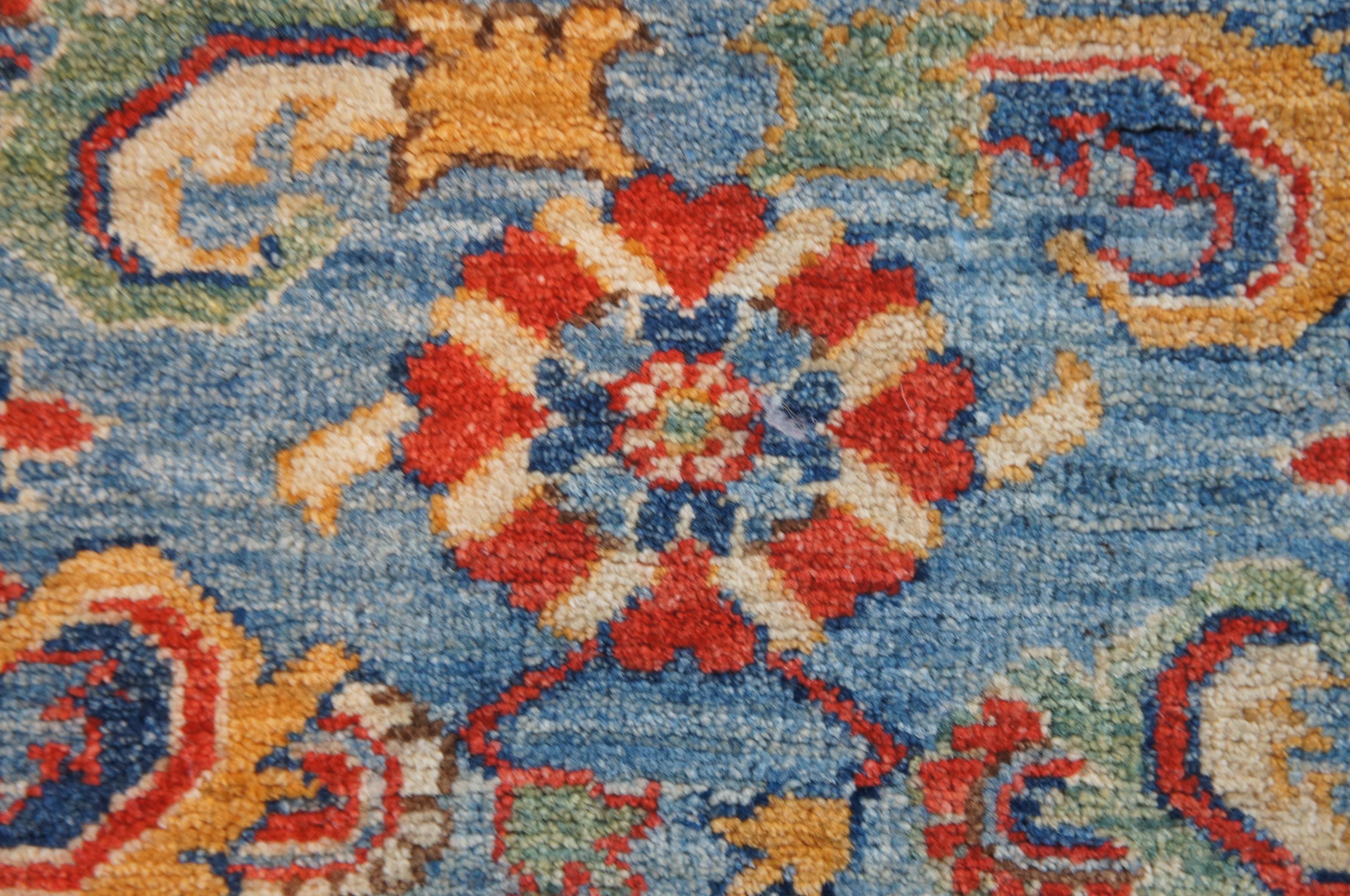 20th Century Traditional Pakistan Hand Knotted Wool Floral Area Rug Carpet Red Blue