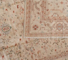 Traditional Pakistani Beige Wool Area Rug with Floral Motif