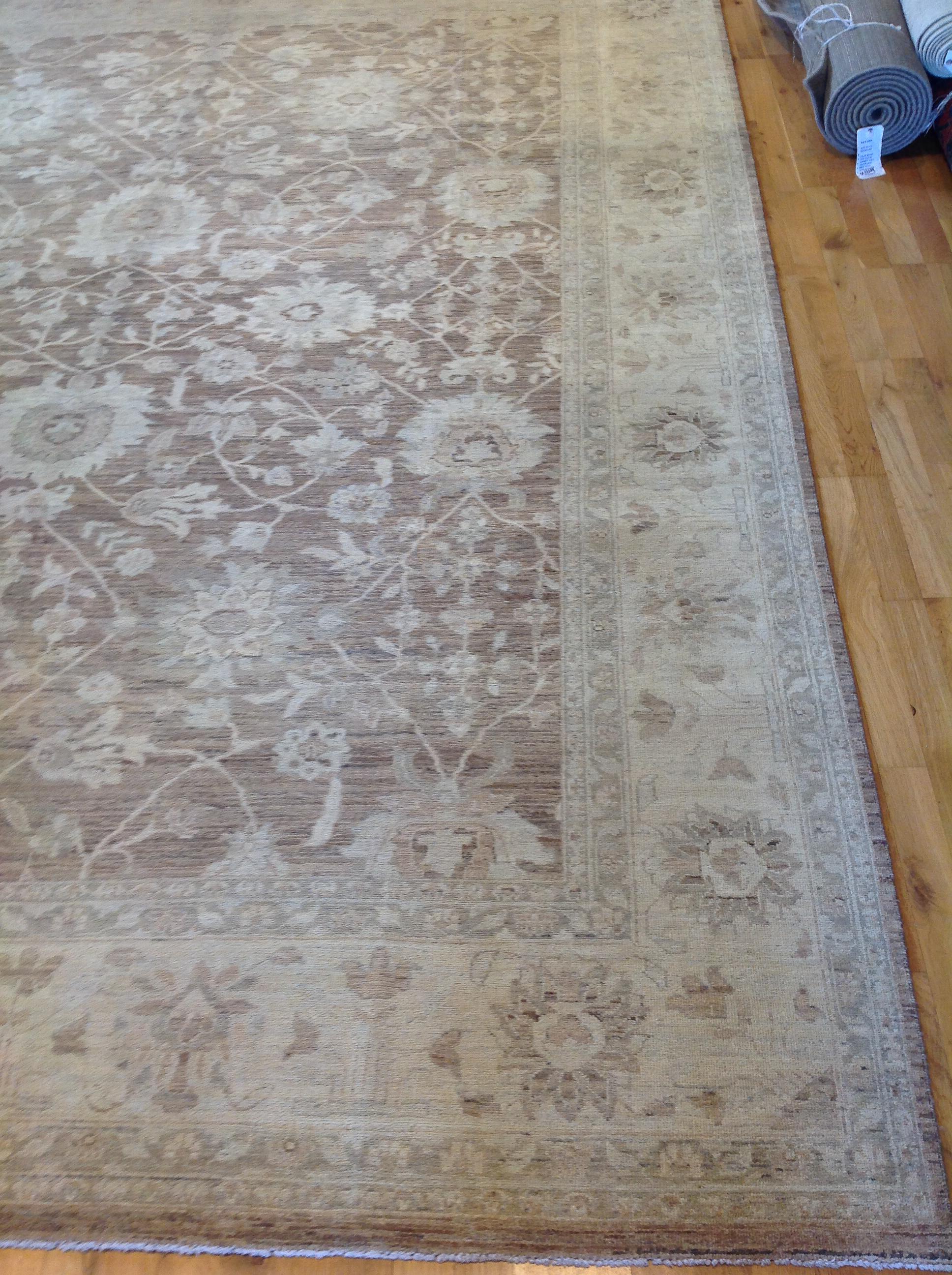 Traditional Pakistani Brown Floral Wool Area Rug For Sale 2