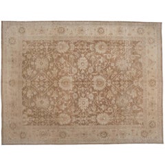 Traditional Pakistani Brown Floral Wool Area Rug