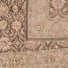 Traditional Pakistani Brown Rug with Floral Medallions