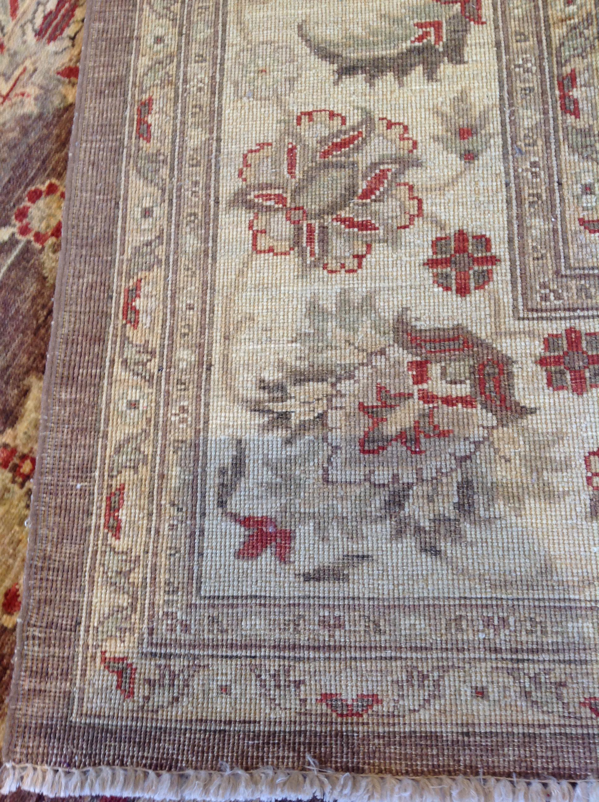 Laine Tapis carré traditionnel pakistanais Brown en vente