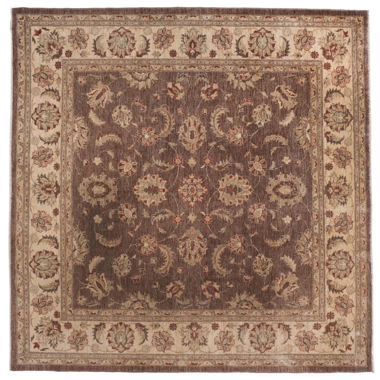 Traditional Pakistani Brown Square Rug For Sale