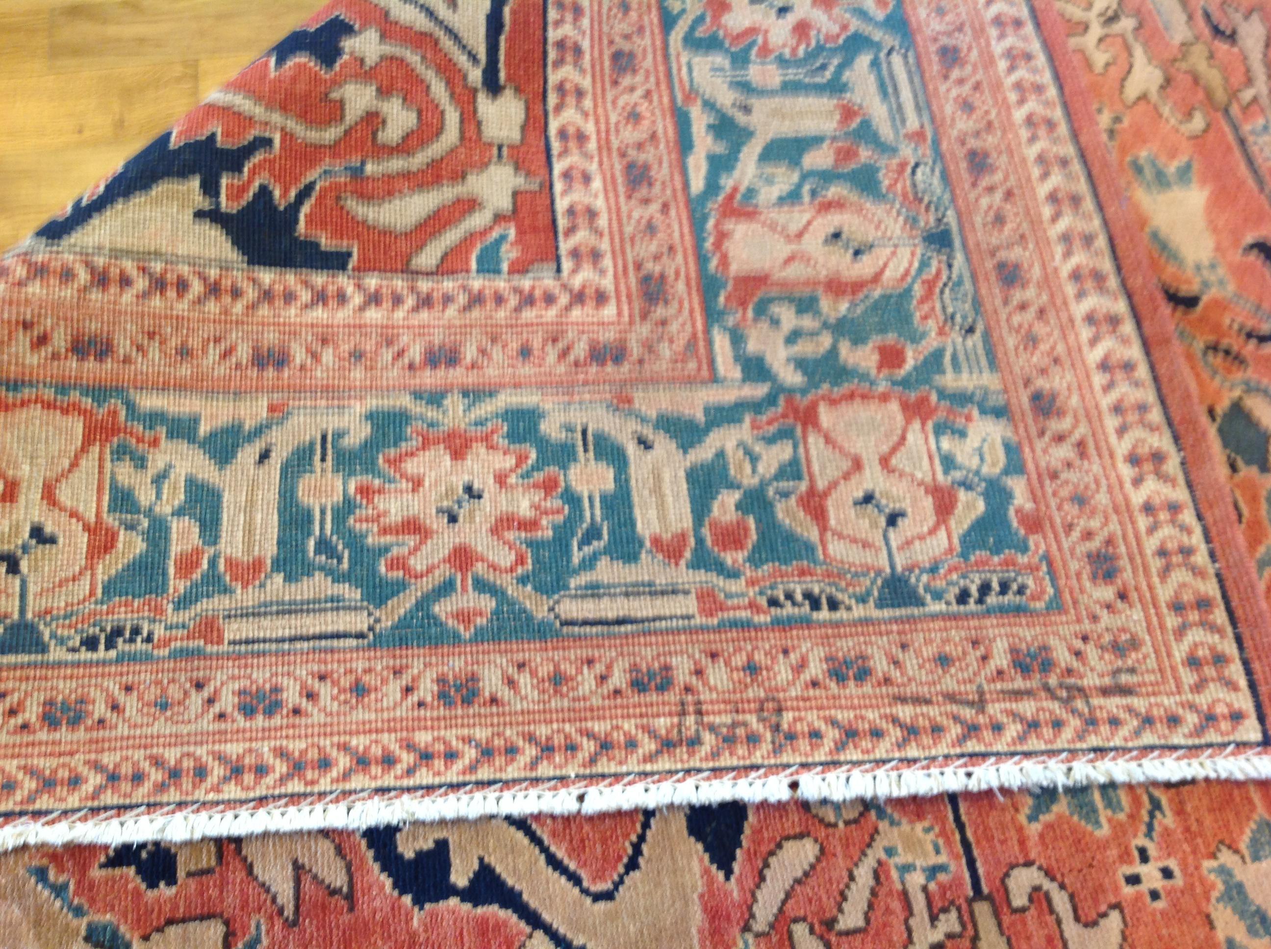 teal and red rug