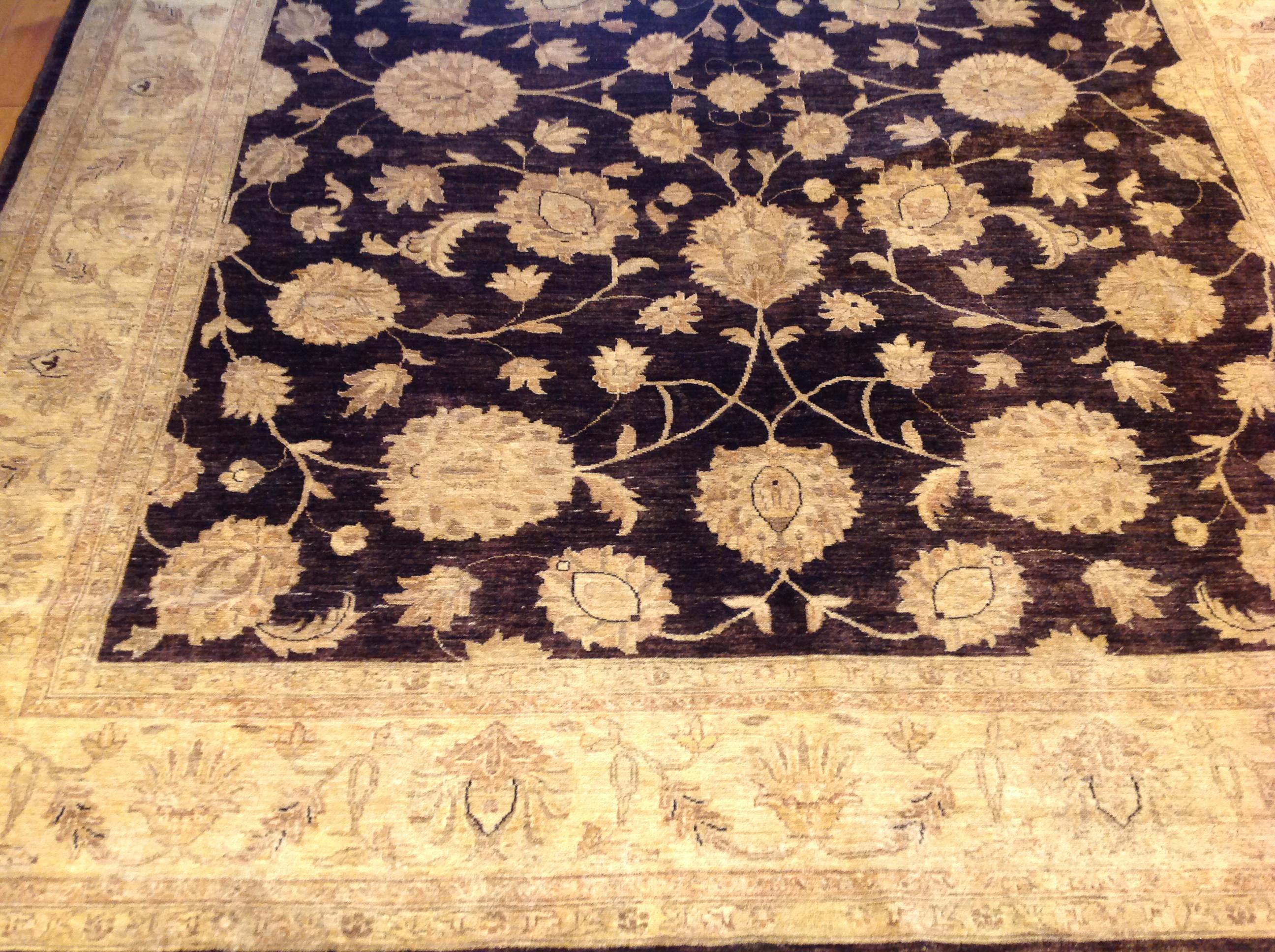 Wool Traditional Pakistani Rug in Brown and Beige For Sale