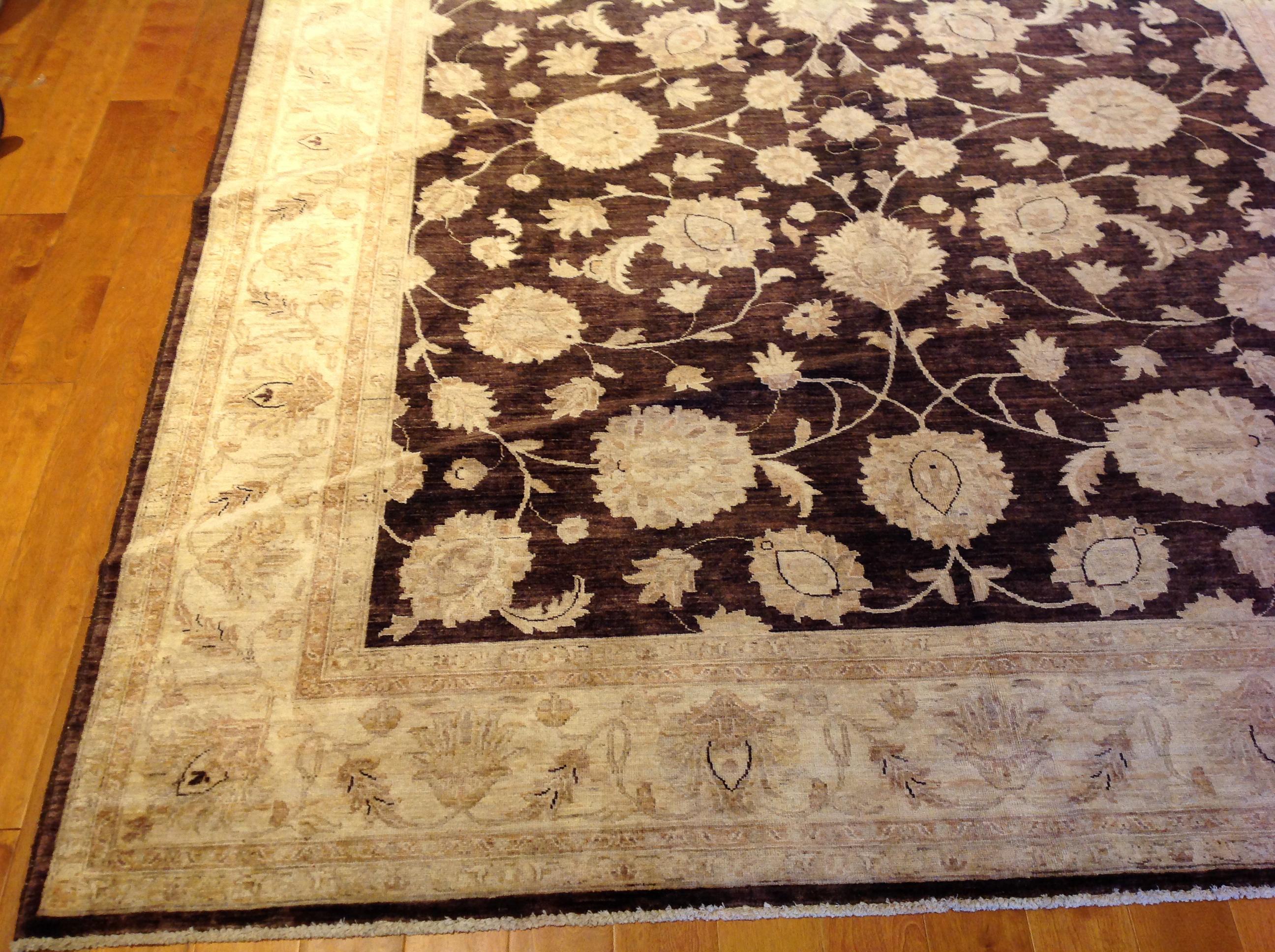 Traditional Pakistani Rug in Brown and Beige For Sale 2