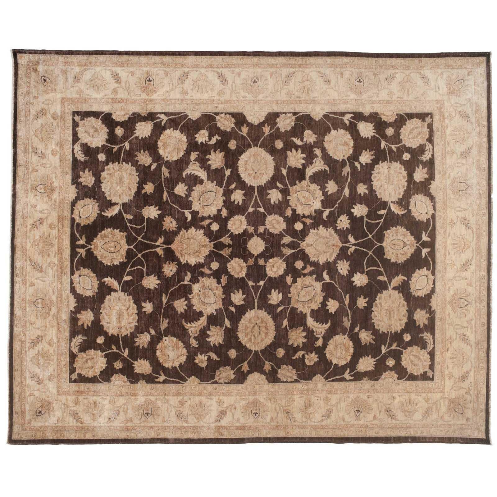 Traditional Pakistani Rug in Brown and Beige For Sale
