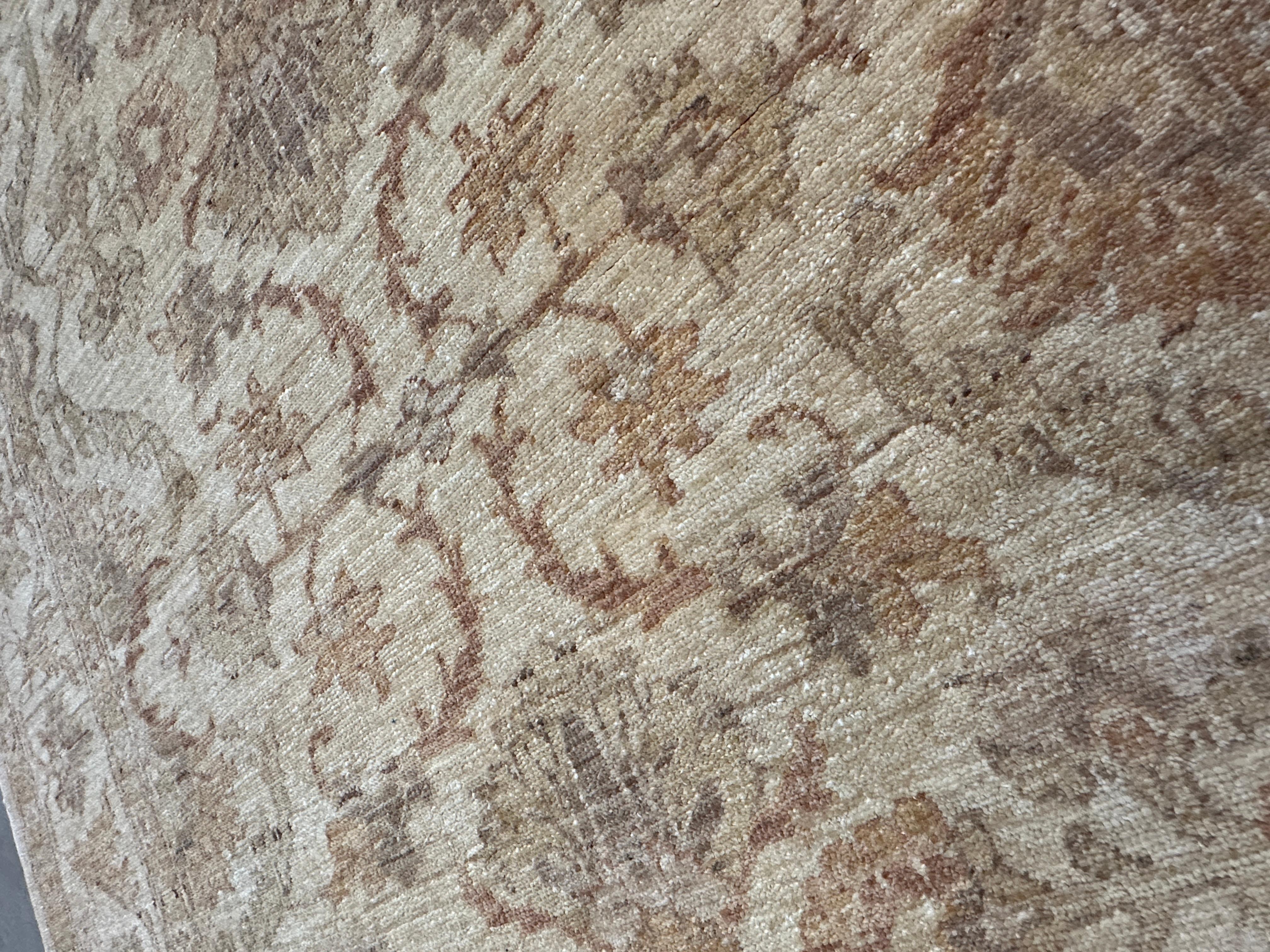 Tapis traditionnel pakistanais en laine - 4x6 Browns et Beiges doux en vente 4