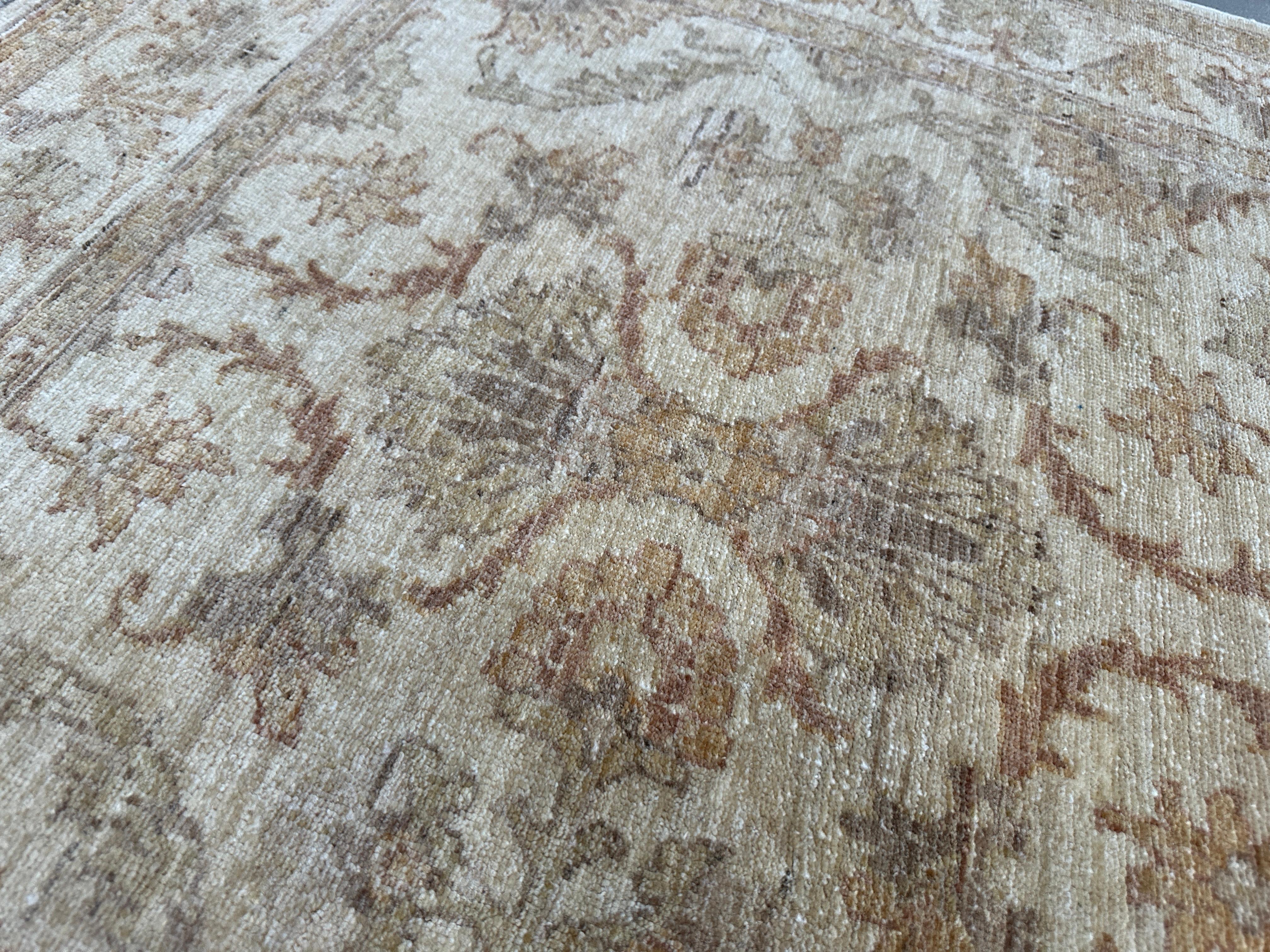 Laine Tapis traditionnel pakistanais en laine - 4x6 Browns et Beiges doux en vente