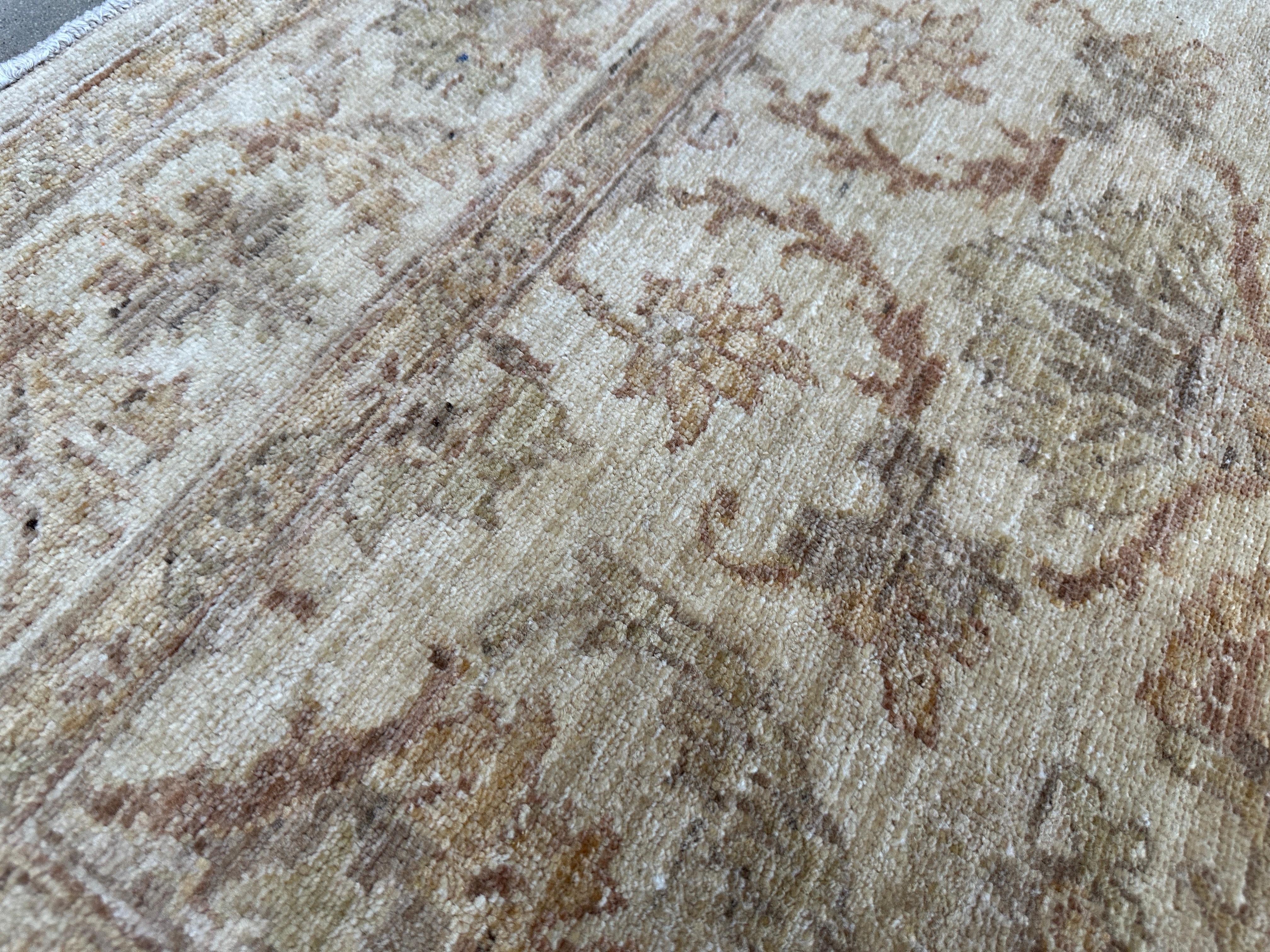 Tapis traditionnel pakistanais en laine - 4x6 Browns et Beiges doux en vente 1