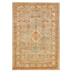 Tappeto tradizionale pakistano in lana - 4x6 Aranci, blu e crema vibranti