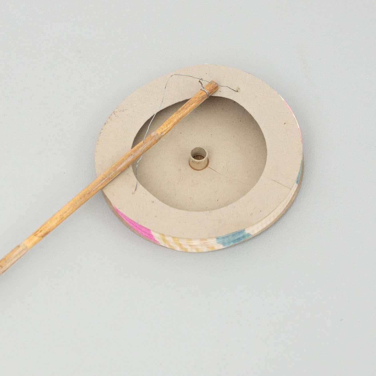 Traditional paper lantern.  By unknown manufacturer from Spain, circa 1940.    In original condition, with minor wear consistent with age and use, preserving a beautiful patina.    Material:  Paper  Bamboo  Metal    Dimensions:  Ø 20 cm x H 25 cm  