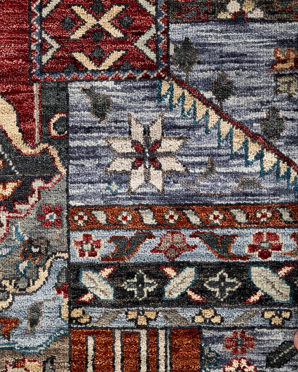 Traditionelle Patchwork Hand geknüpft Patchwork Wolle Brown Bereich Teppich 8' 1