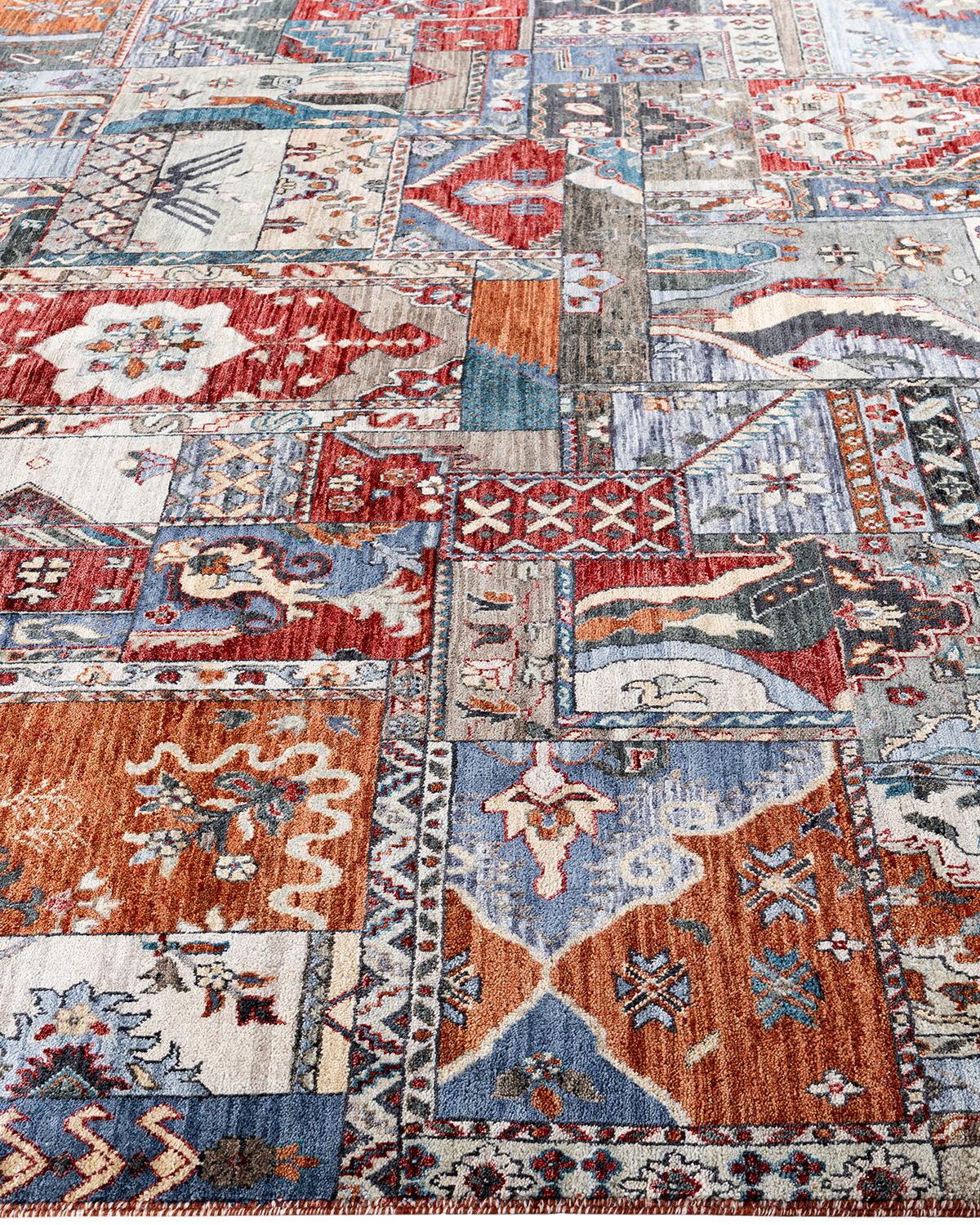 Traditionelle Patchwork Hand geknüpft Patchwork Wolle Brown Bereich Teppich 8' 1