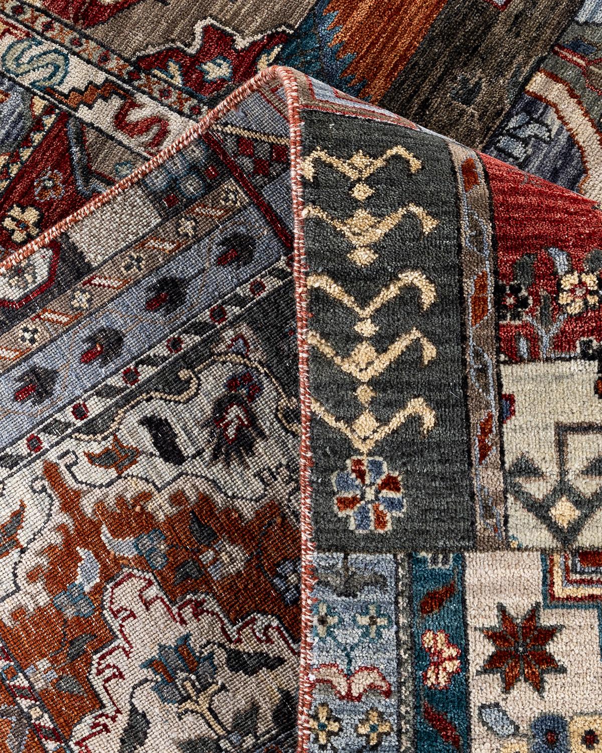 Traditionelle Patchwork Hand geknüpft Patchwork Wolle Brown Bereich Teppich 8' 1