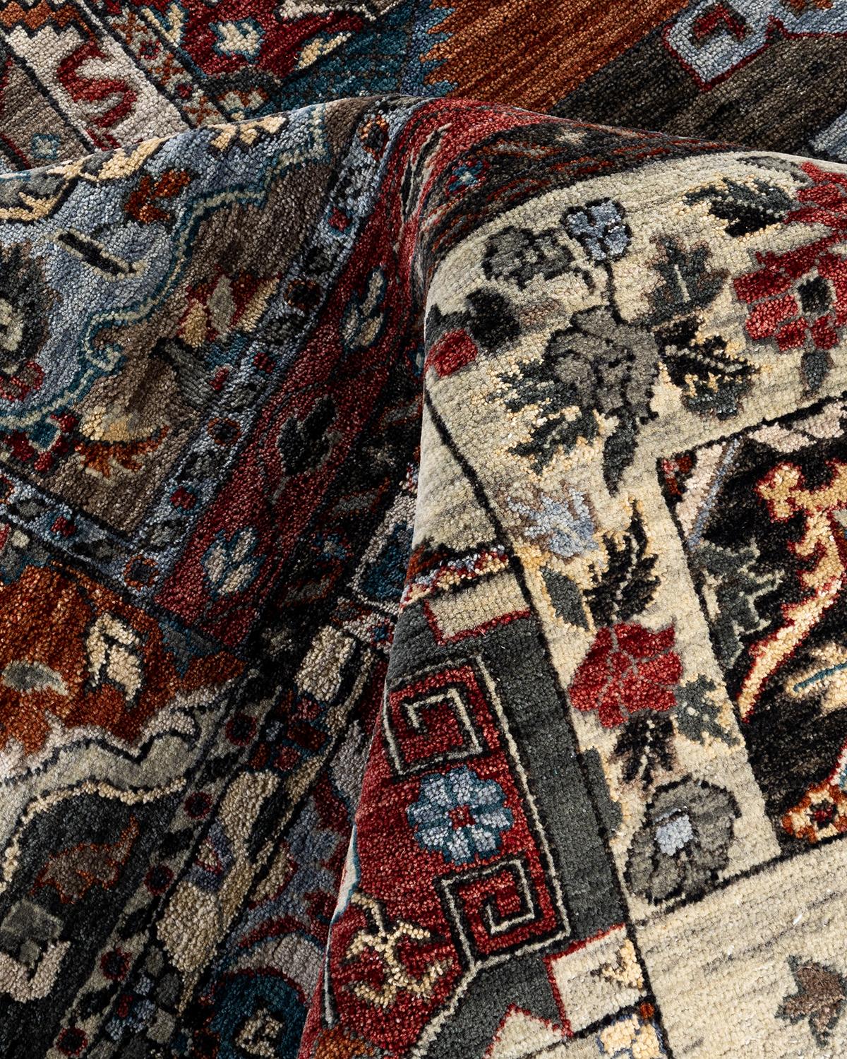 Traditionelle Patchwork Hand geknüpft Patchwork Wolle Brown Bereich Teppich 8' 1