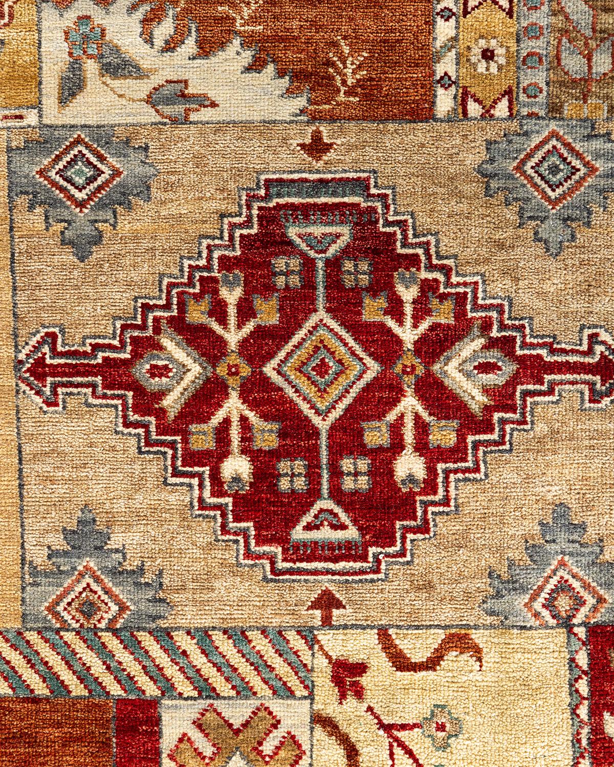 Traditionelle Patchwork Hand geknüpft Patchwork Wolle Brown Bereich Teppich 8' 2