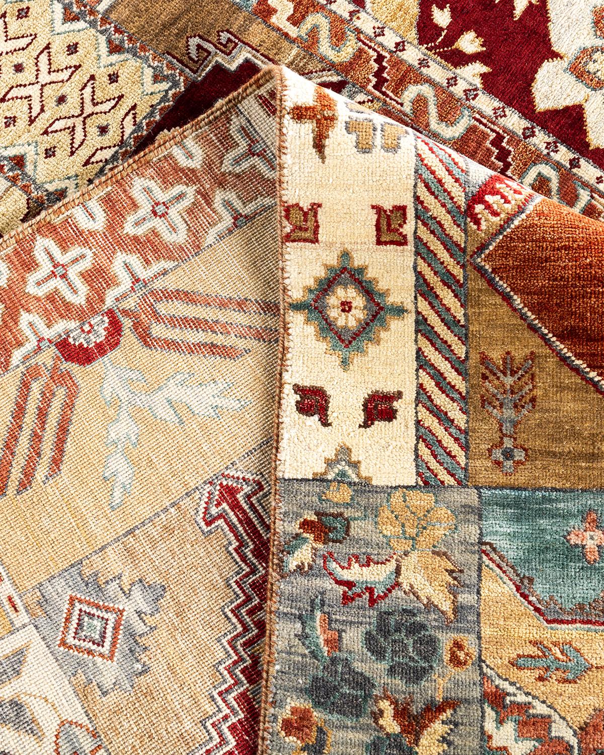 Traditionelle Patchwork Hand geknüpft Patchwork Wolle Brown Bereich Teppich 8' 2