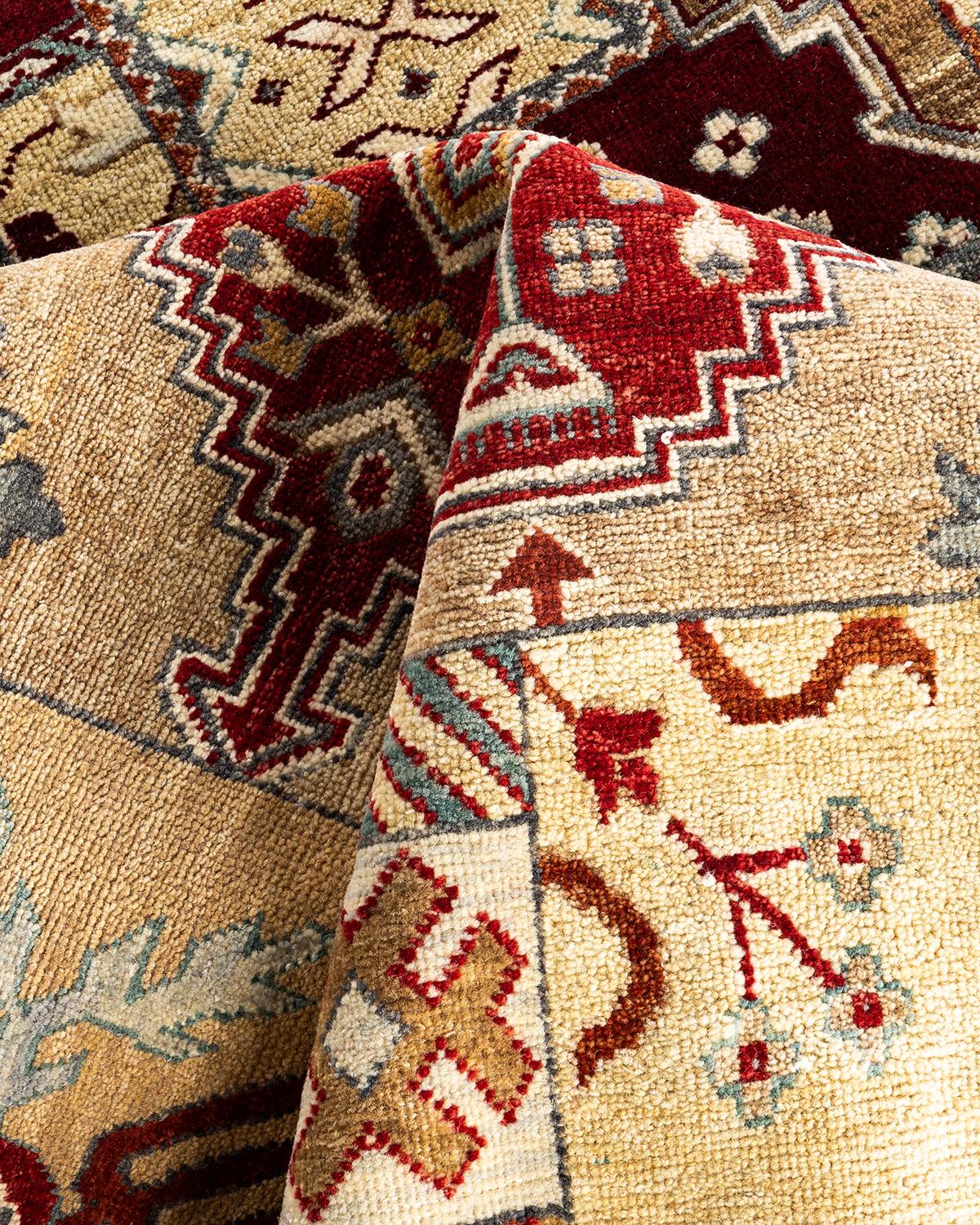 Traditionelle Patchwork Hand geknüpft Patchwork Wolle Brown Bereich Teppich 8' 2
