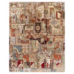 Traditional Patchwork Hand Knotted Patchwork Wool Brown Area Rug 8' 3" x 10' 3"
