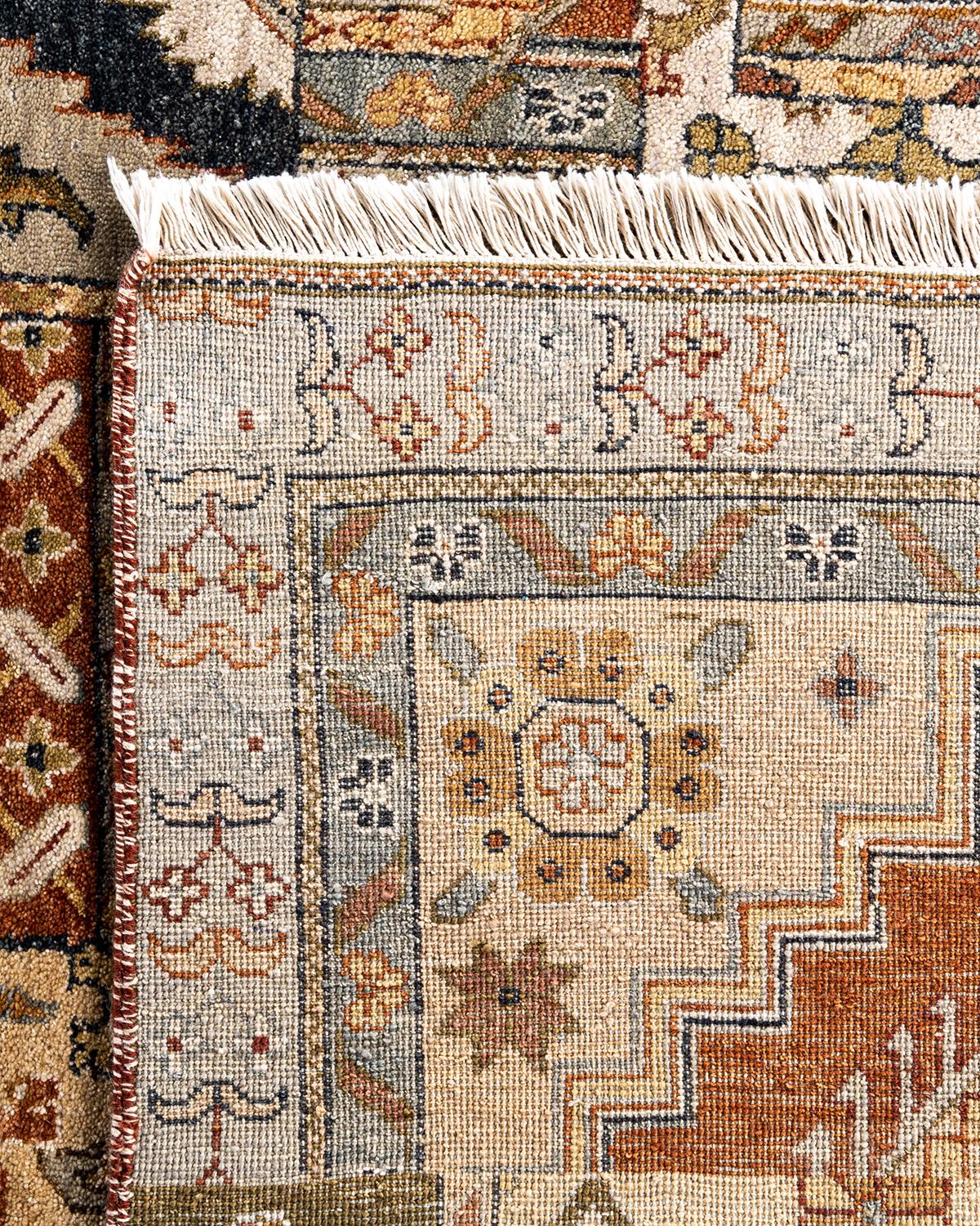 Traditional Patchwork Tappeto di lana grigio annodato a mano 9' 3