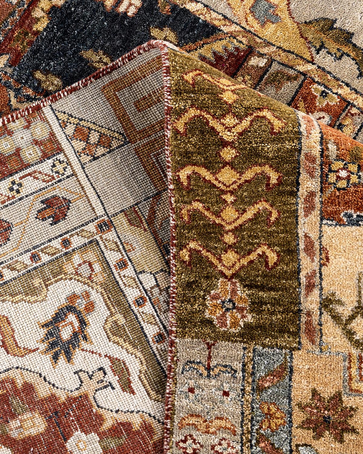 XXI secolo e contemporaneo Traditional Patchwork Tappeto di lana grigio annodato a mano 9' 3