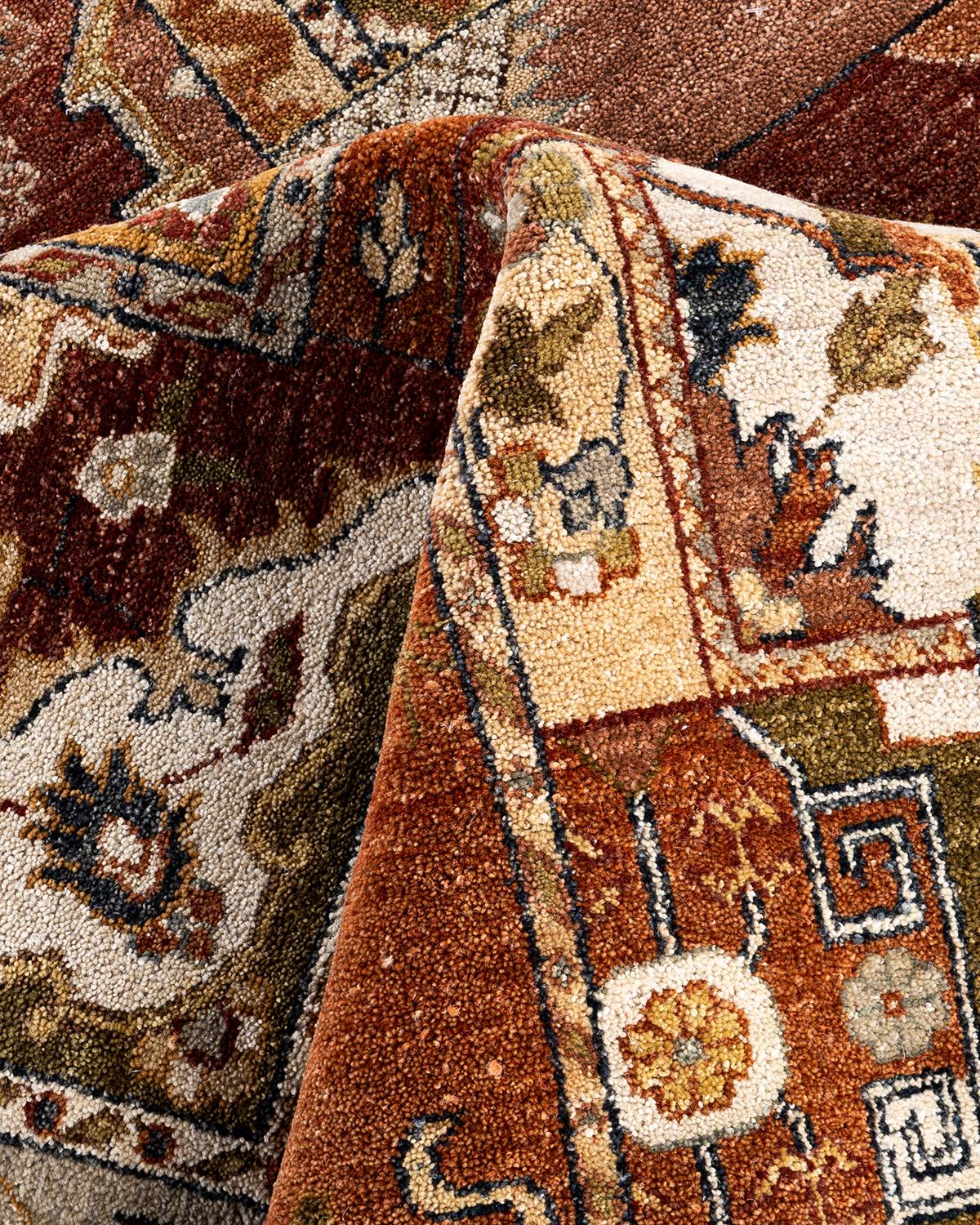 Lana Traditional Patchwork Tappeto di lana grigio annodato a mano 9' 3