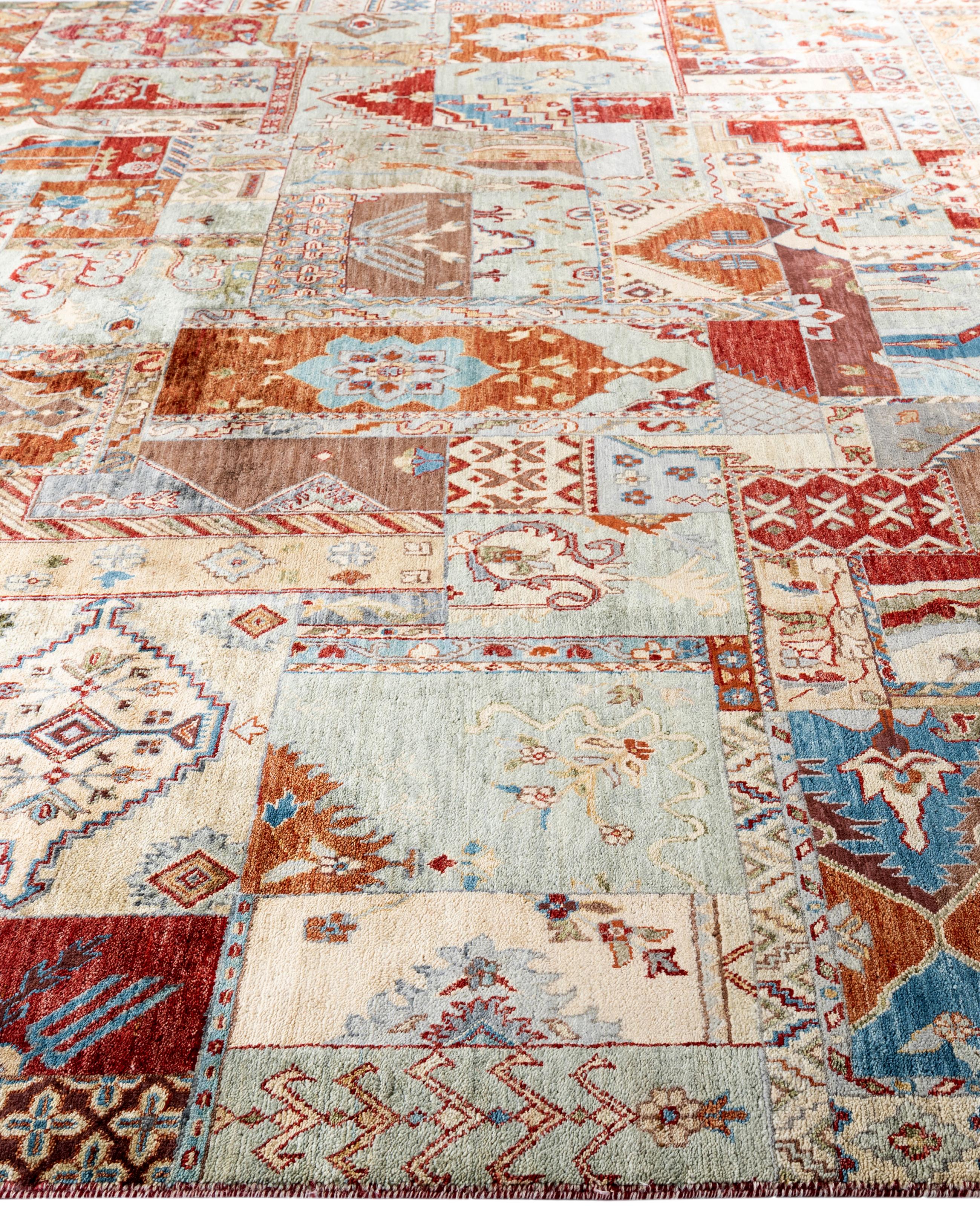 Annodato a mano Traditional Patchwork Wool Hand Knotted Multi Area Rugs 9' 0