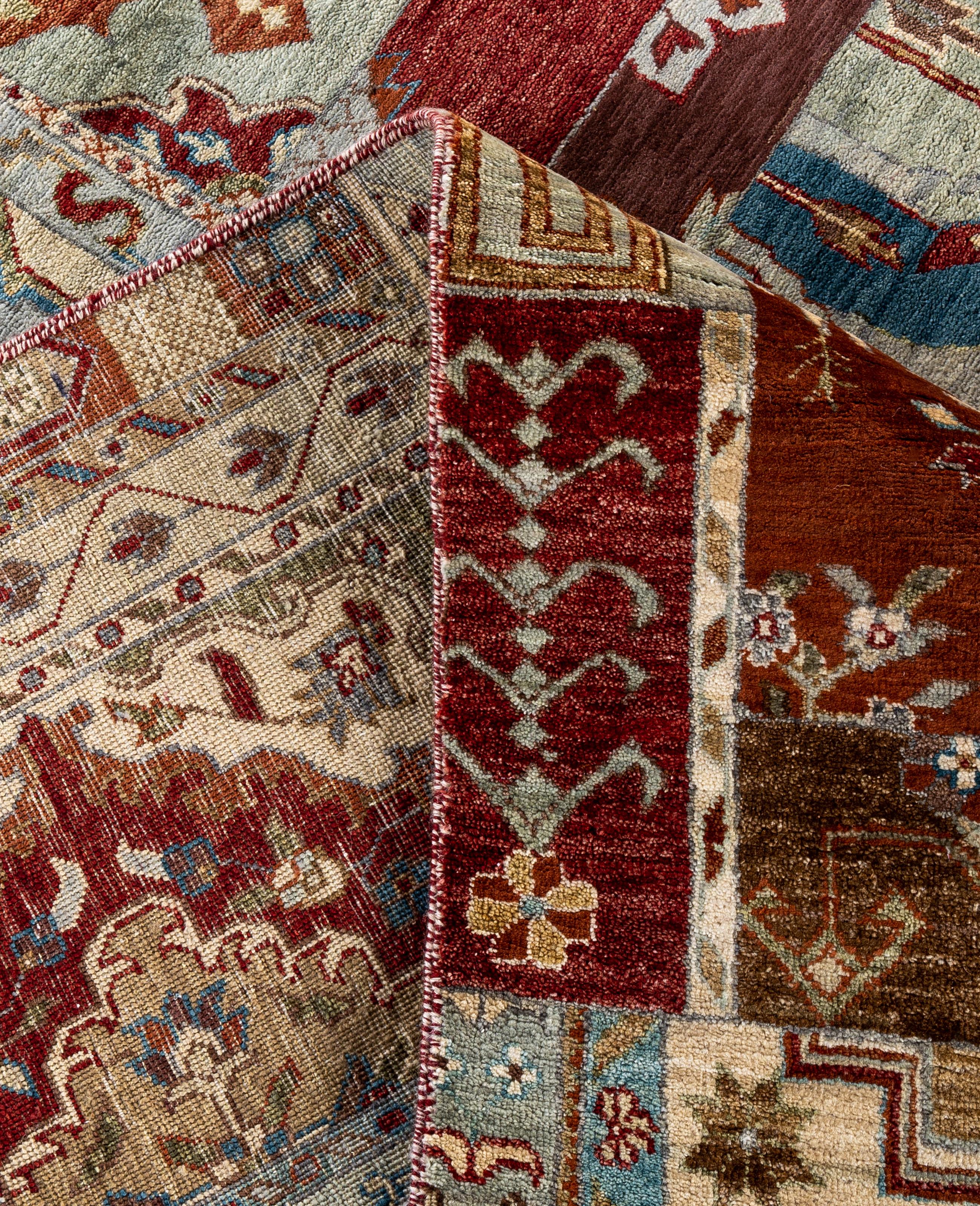 XXI secolo e contemporaneo Traditional Patchwork Wool Hand Knotted Multi Area Rugs 9' 0