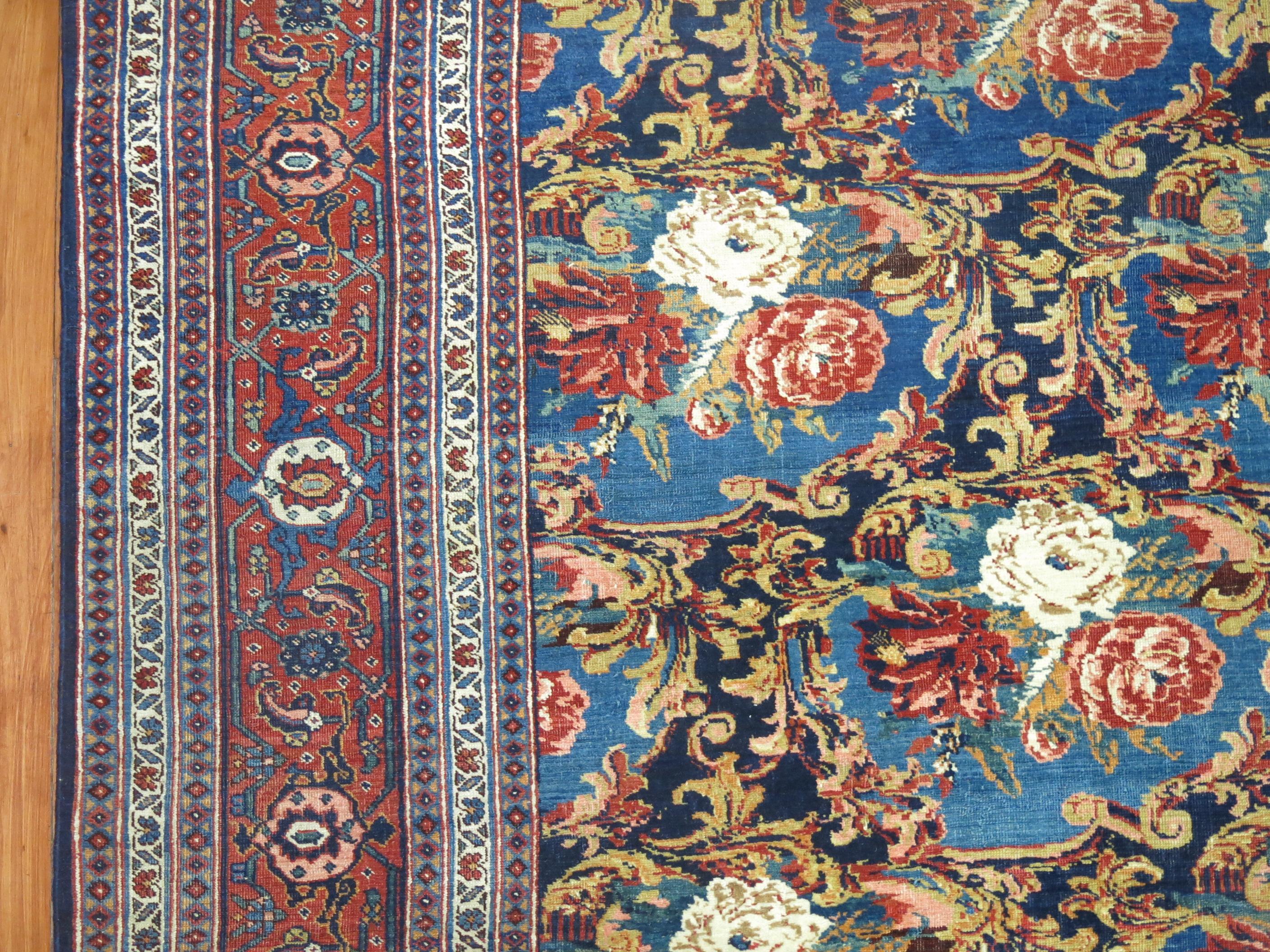 Tapis traditionnel persan Bidjar à fleurs de la collection Zabihi en vente 2