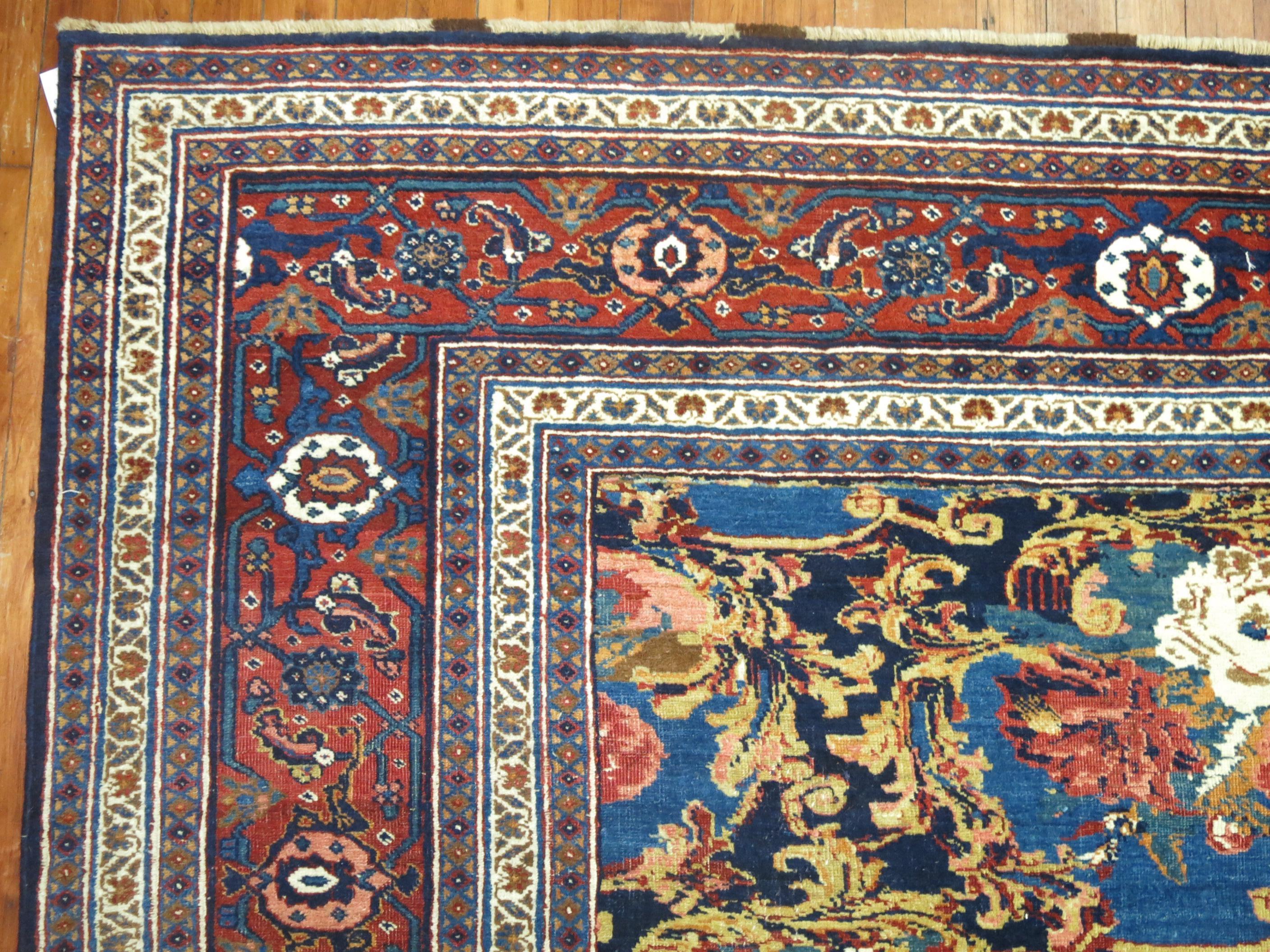 Tapis traditionnel persan Bidjar à fleurs de la collection Zabihi en vente 1
