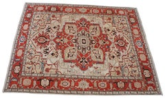 Traditioneller persischer Heriz-Teppich aus 100 % Wolle mit floralem Medaillonmuster und Medaillon