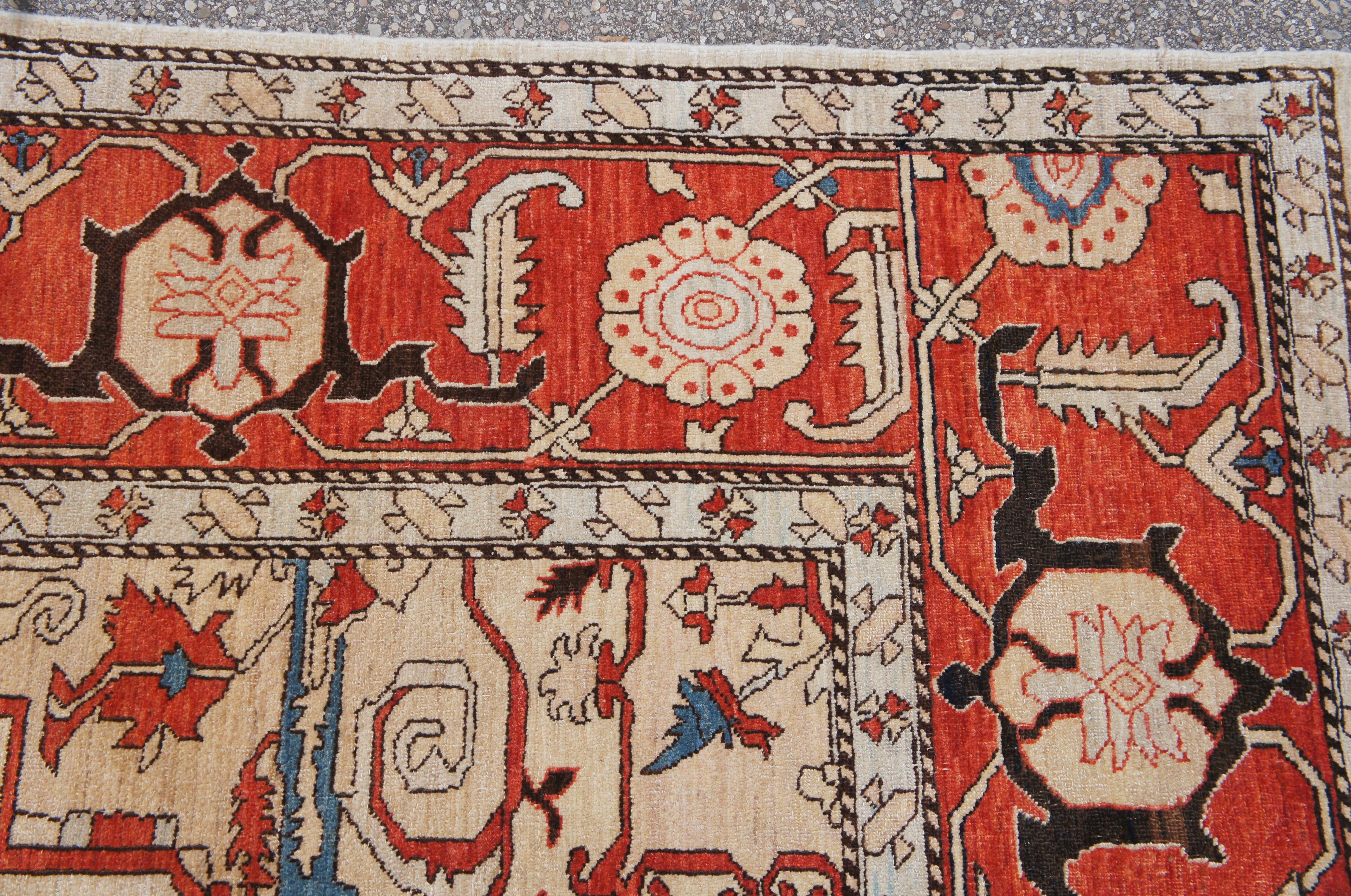 20ième siècle Tapis traditionnel persan Heriz 100 % laine à médaillons floraux en vente