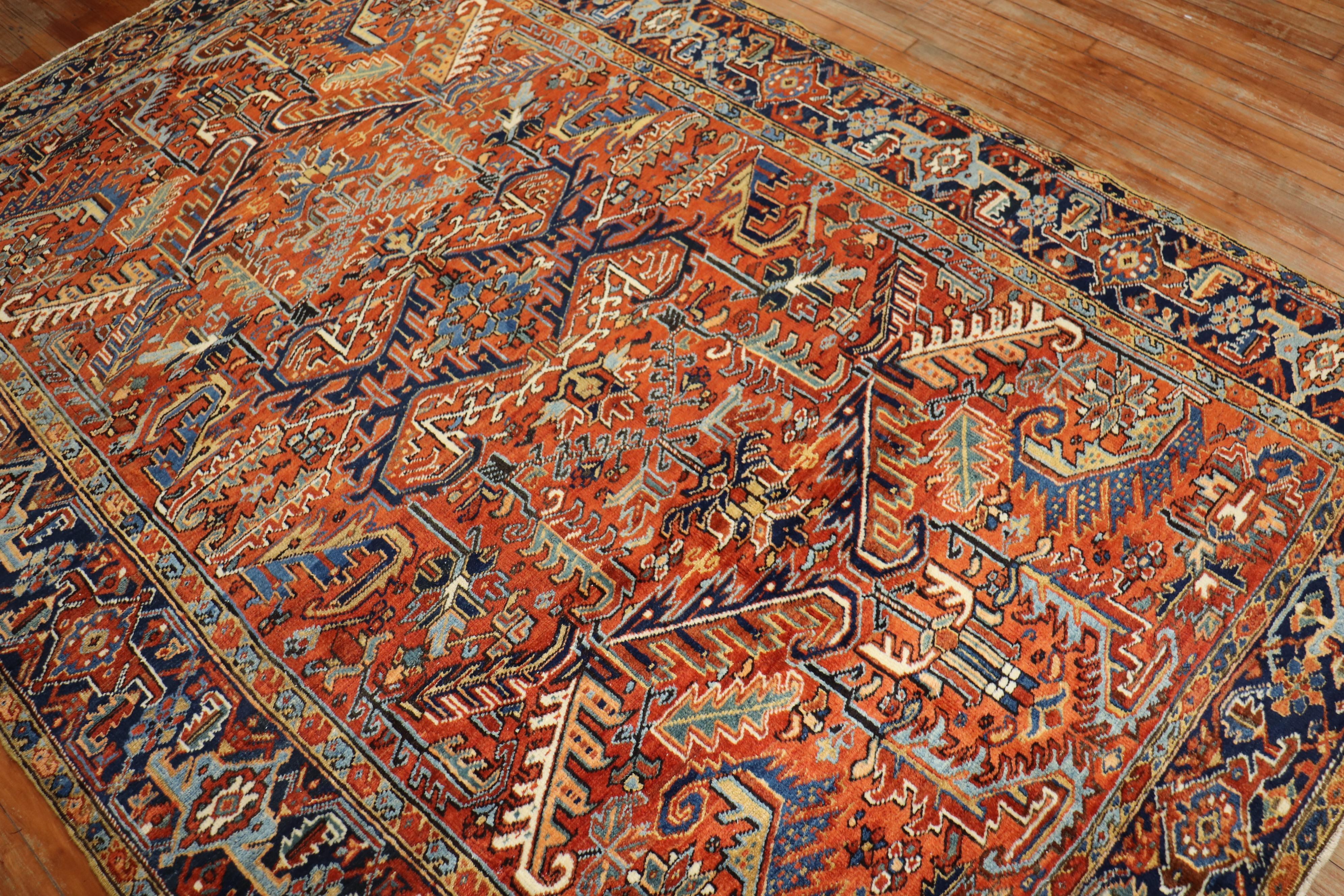 Hand-Woven Traditional Persian Heriz Intermediate Rug