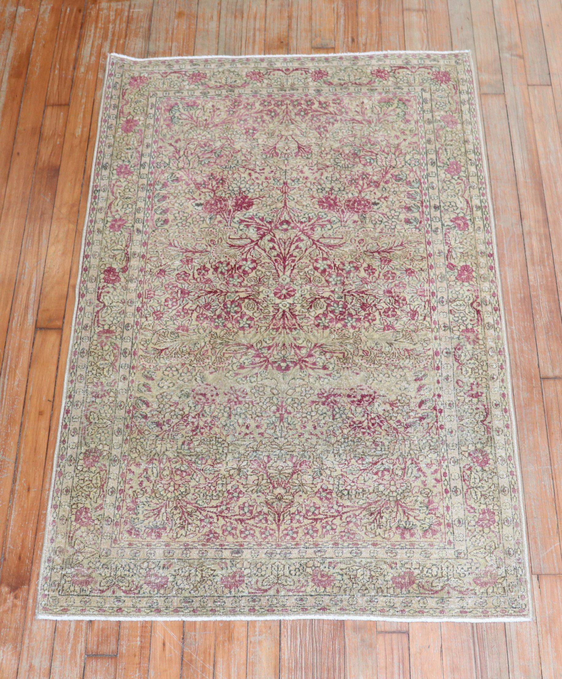 Early 20th Century Traditional Persian Kerman Scatter Rug For Sale