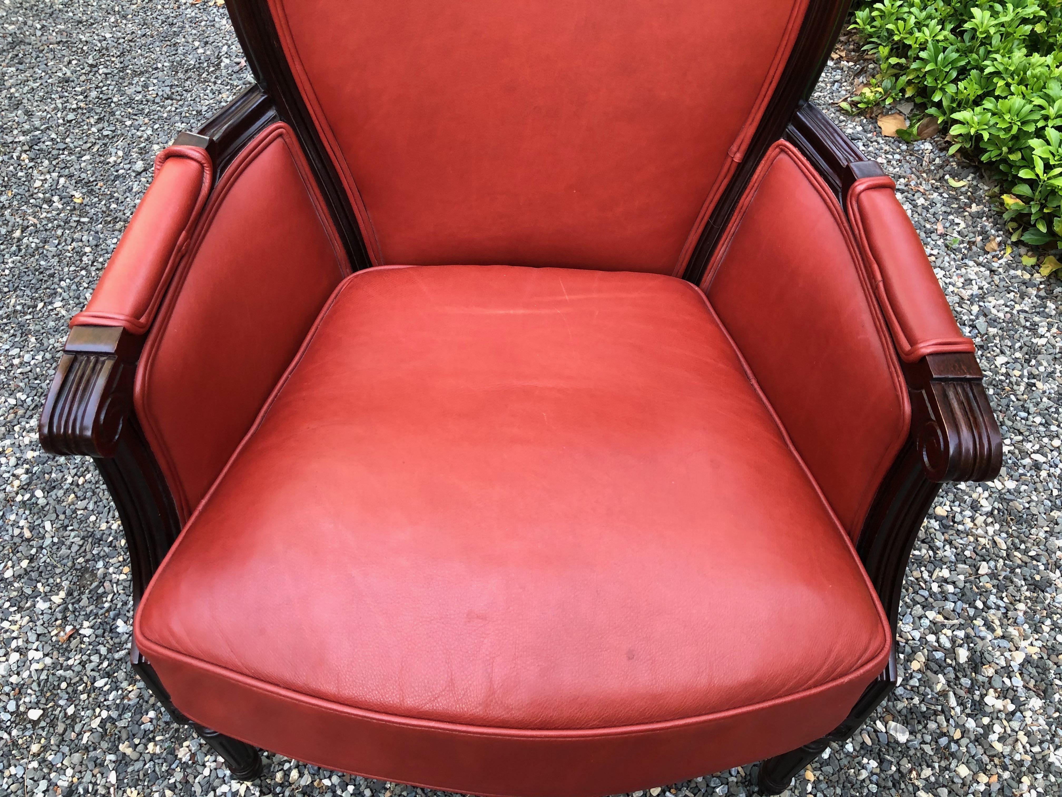 Traditional Persimmon Leather Armchair 1