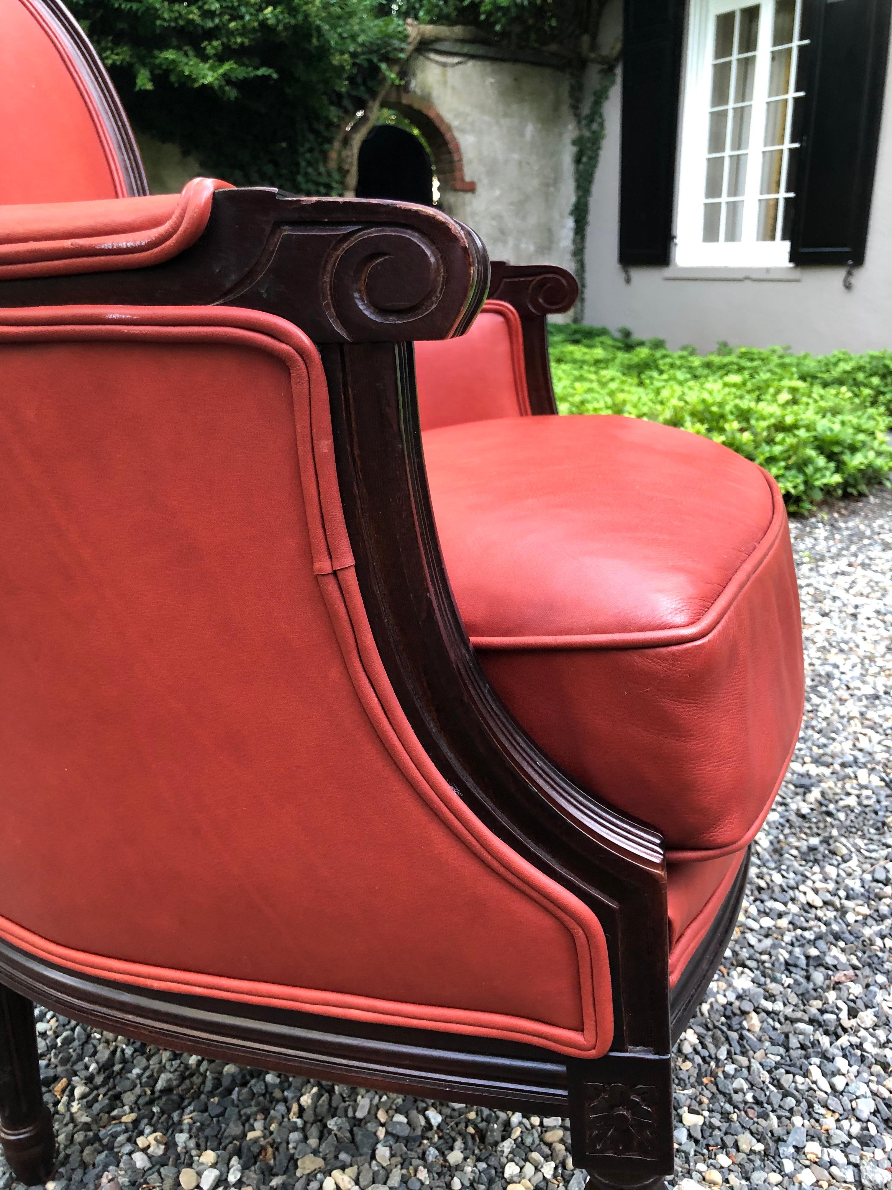 Traditional Persimmon Leather Armchair 2