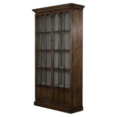 Traditional Pine Bookcase - Arched Glass Doors