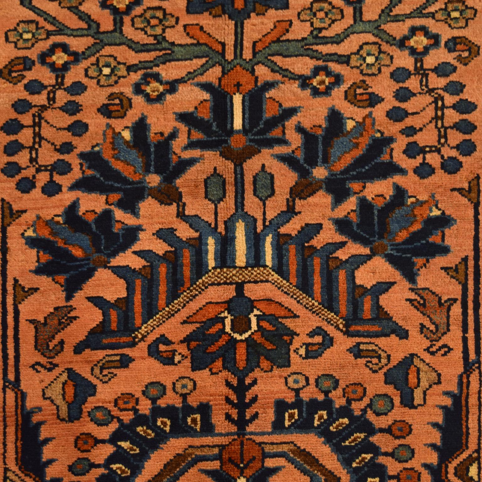 Antike 1910s Wolle Persisch Lilihan Teppich, Rosa und Blau, 3' x 6' (Pflanzlich gefärbt) im Angebot