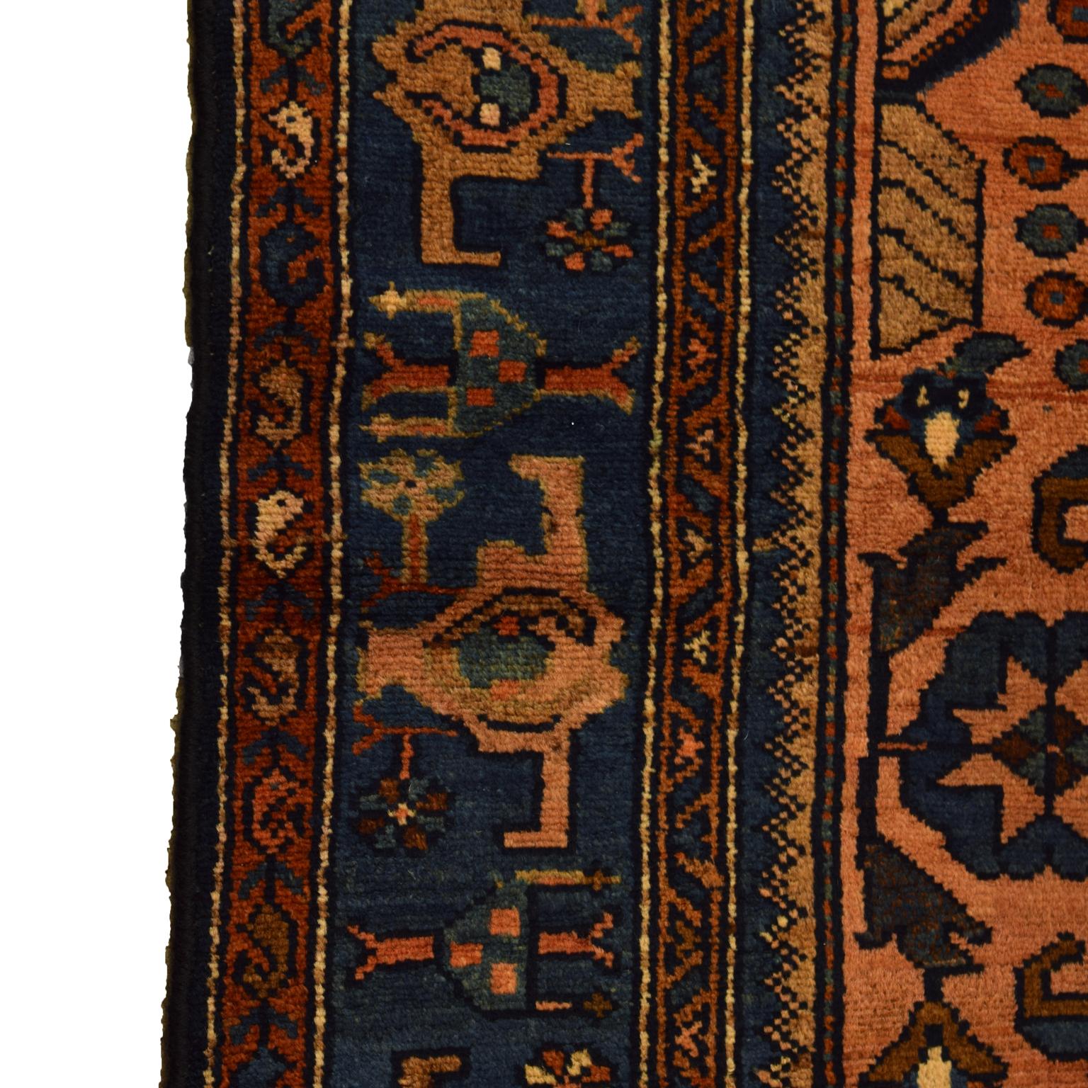 Antike 1910s Wolle Persisch Lilihan Teppich, Rosa und Blau, 3' x 6' (20. Jahrhundert) im Angebot